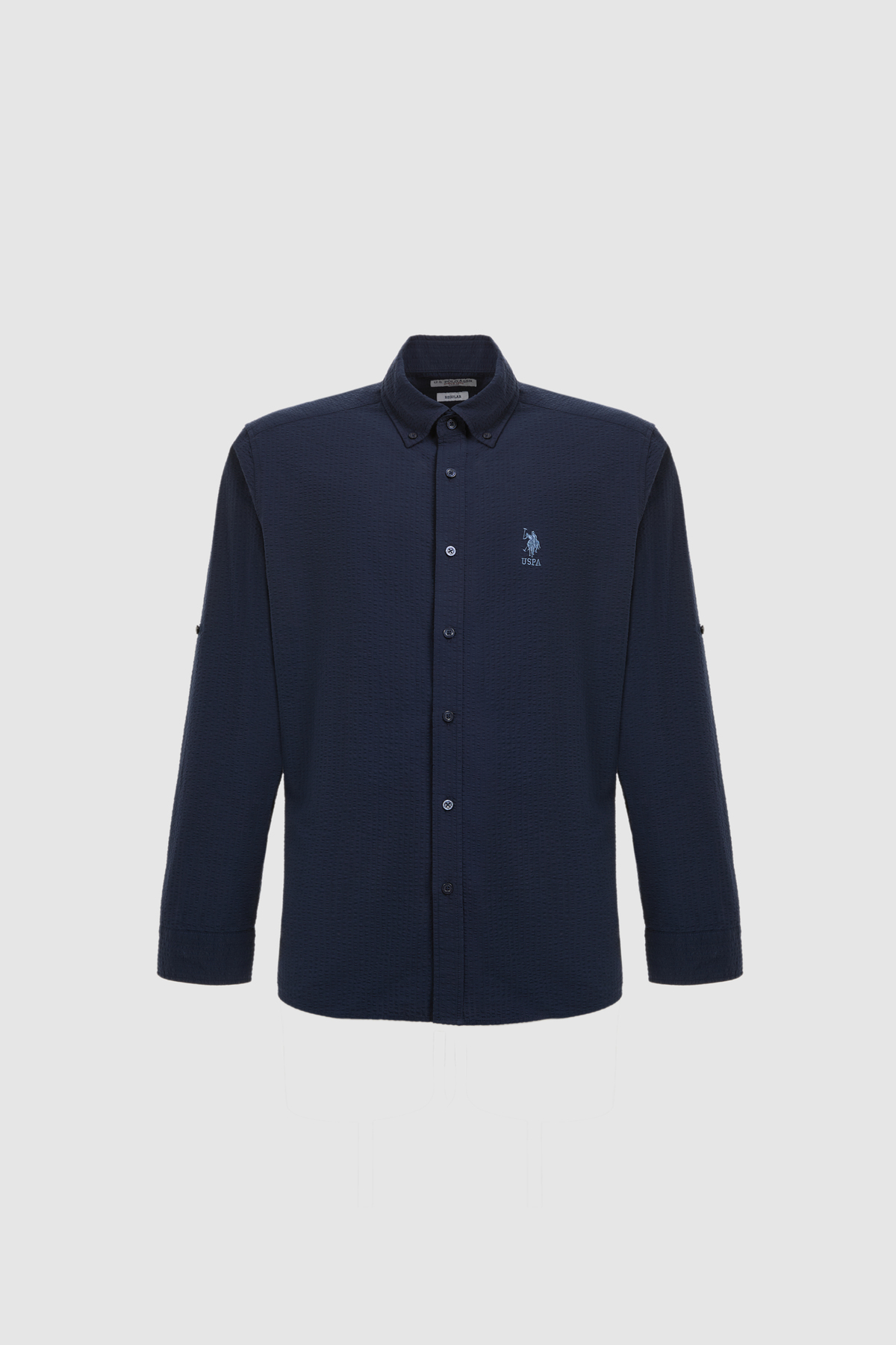 U.S. Polo Assn. Erkek Açık Lacivert Uzun Kollu Basic Gömlek 50324638-VR059 görsel 7