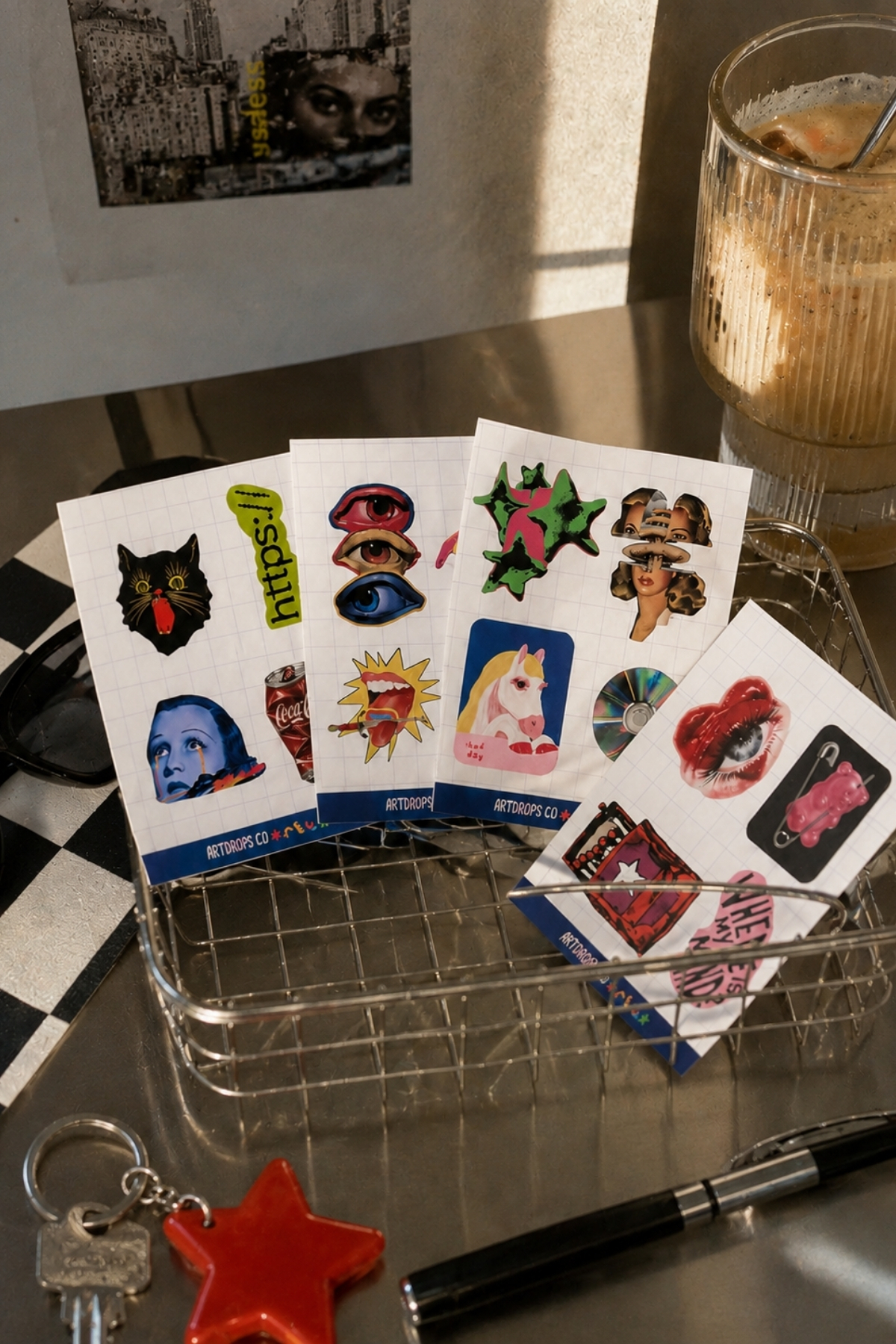 Kolaj Sticker Seti, Retro ve Pop Art Laptop Defter Telefon Etiketi