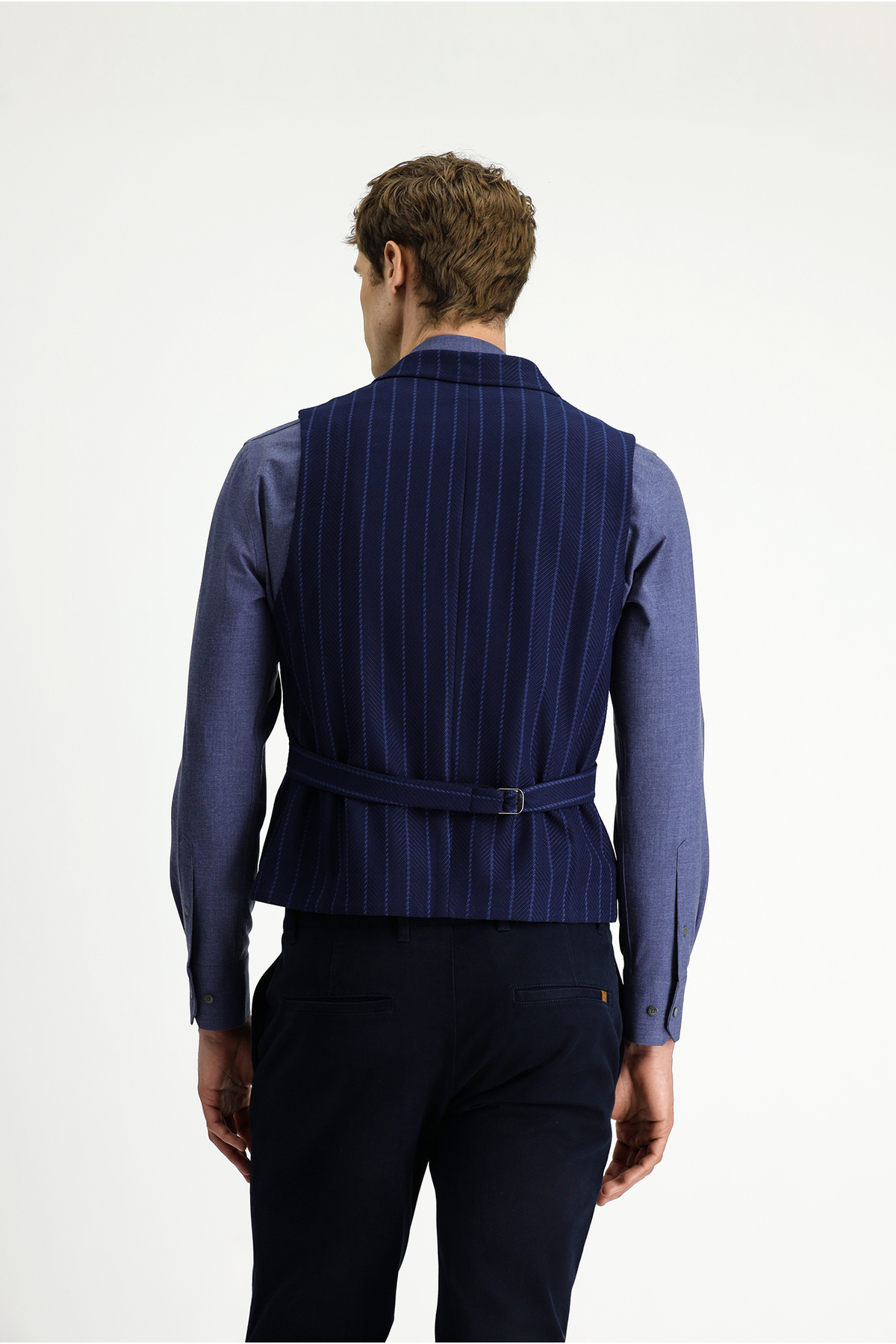Kiğılı Slim Fit Dar Kesim Çizgili Klasik Kruvaze Yelek görsel 5