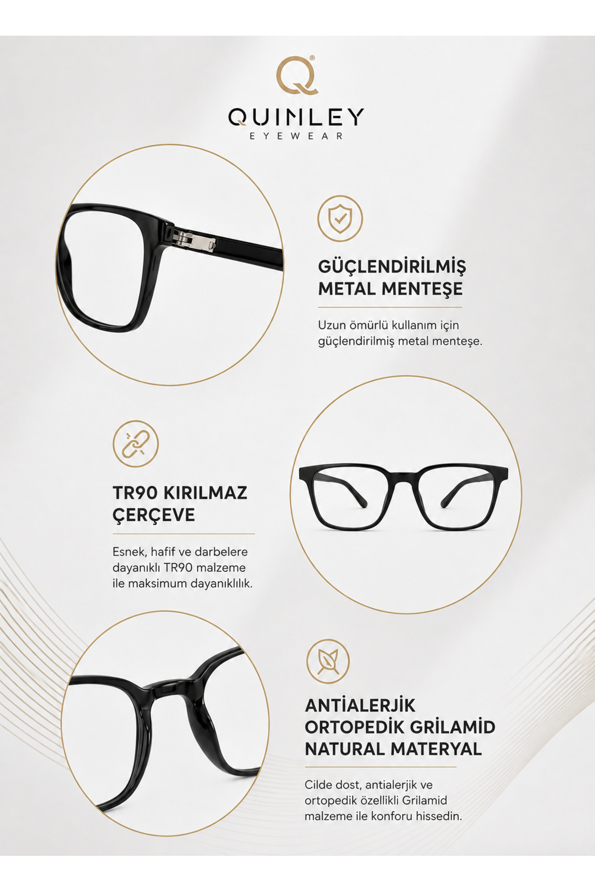 Quinley Vila Black UV400 Polarize Güneş Gözlüğü Erkek-Premium Series Çelik Menteşeli görsel 3