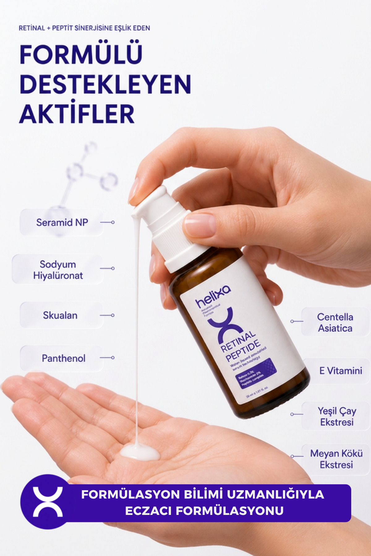 Helixa Retinal Peptide Serum | %0,1 Retinal + %3 Niasinamid + Peptit Kompleksi | 30 ml — تصویر 4 از 4