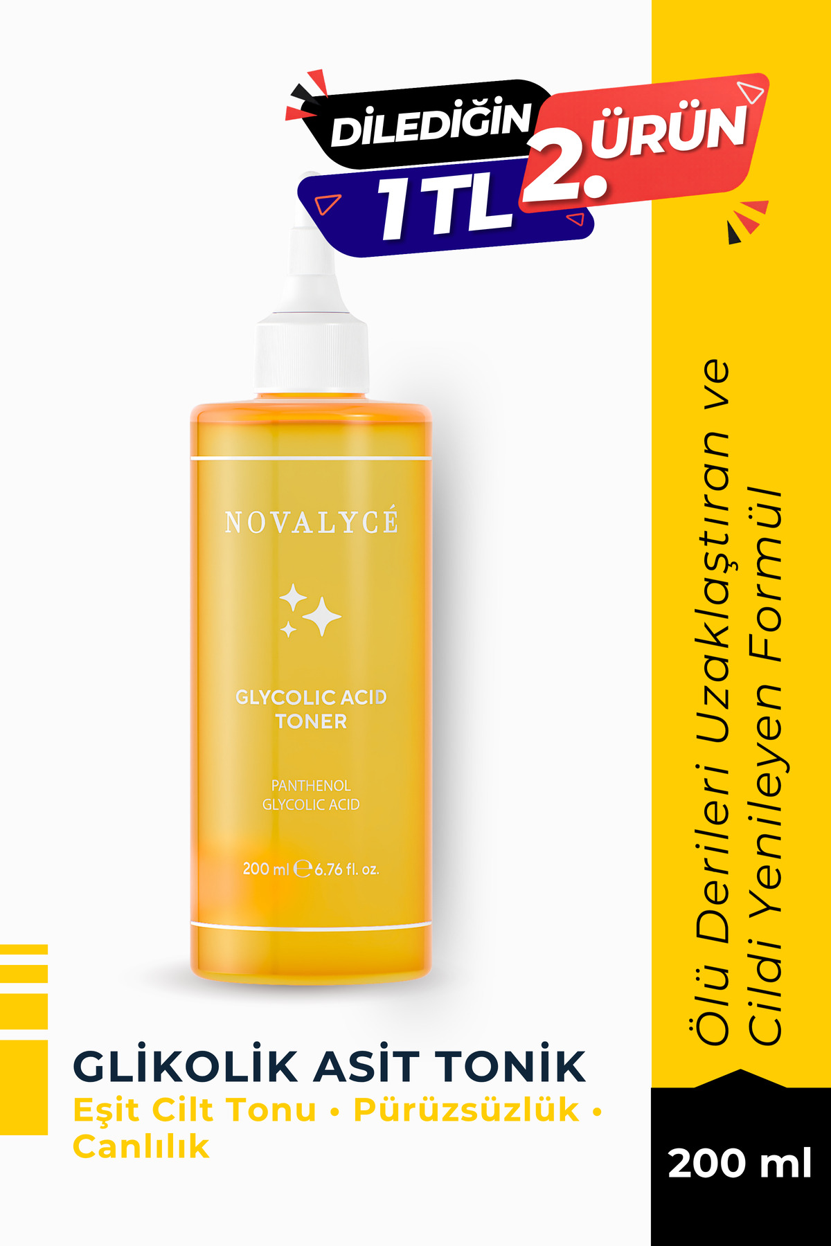 Glikolik Asit Tonik Cilt Yenileyici ve Gözenek Sıkılaştırıcı Tüm Ciltler Için — NovalyceGlycolicAcidToner
