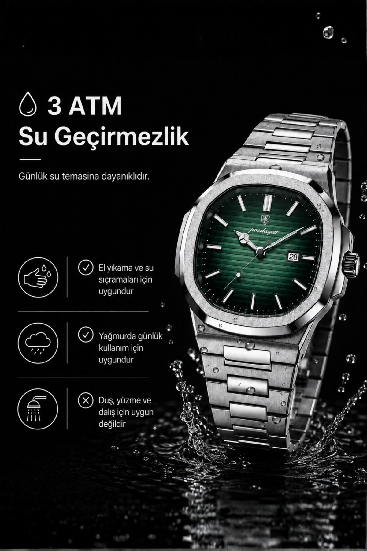 Genel Markalar Nautilus 40mm - Erkek Kol Saati - Paslanmaz Çelik Saat görsel 2