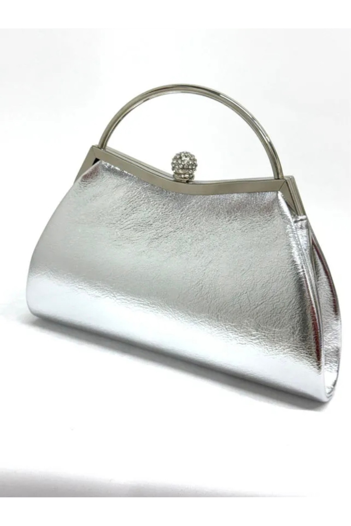 BEEGİ CONCEPT BEEGİ KIRIŞIK GÜMÜŞ KADIN ABİYE CLUTCH ZİNCİRLİ PORTFÖY DÜĞÜN ÇANTASI görsel 3