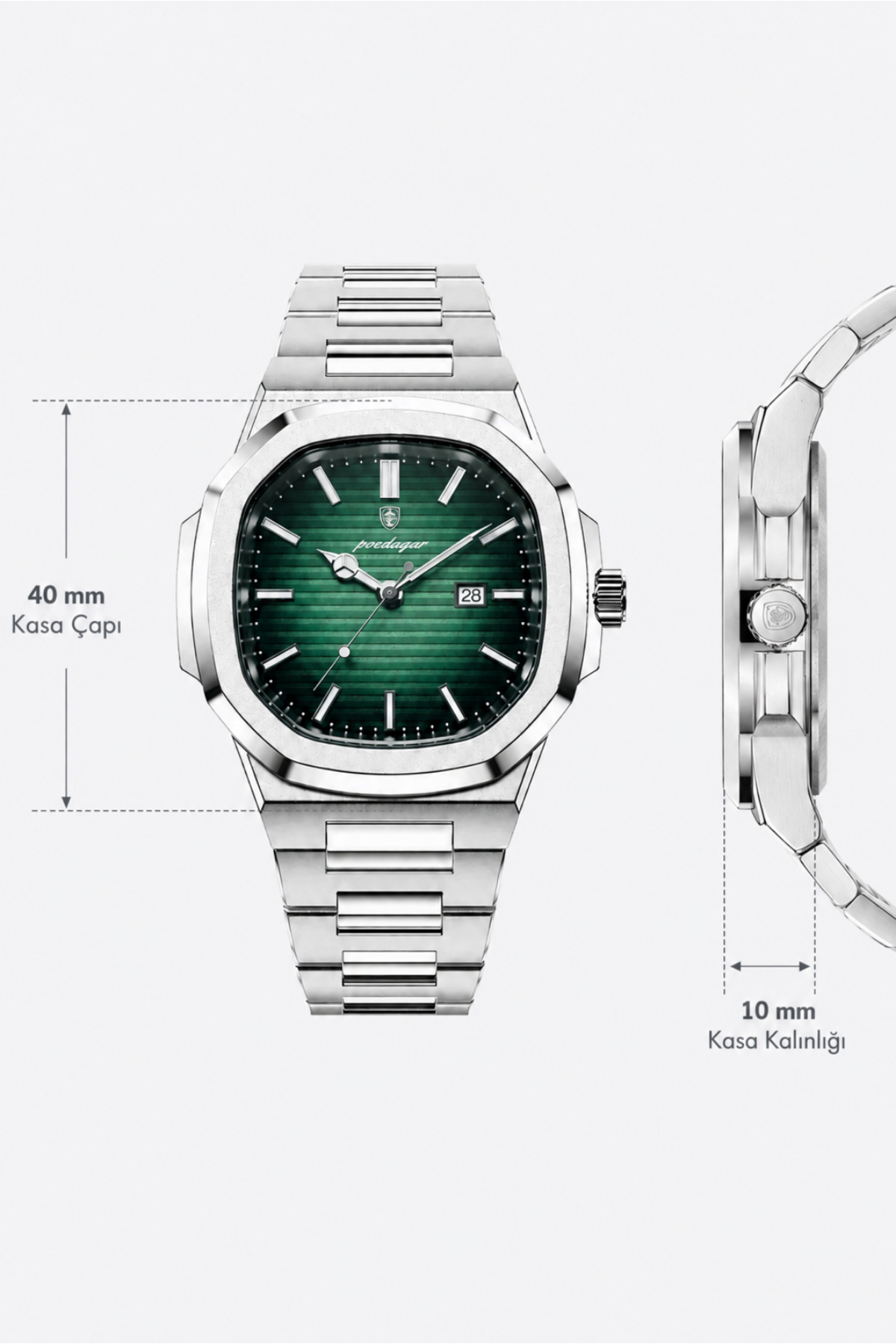 Genel Markalar Nautilus 40mm - Erkek Kol Saati - Paslanmaz Çelik Saat görsel 3
