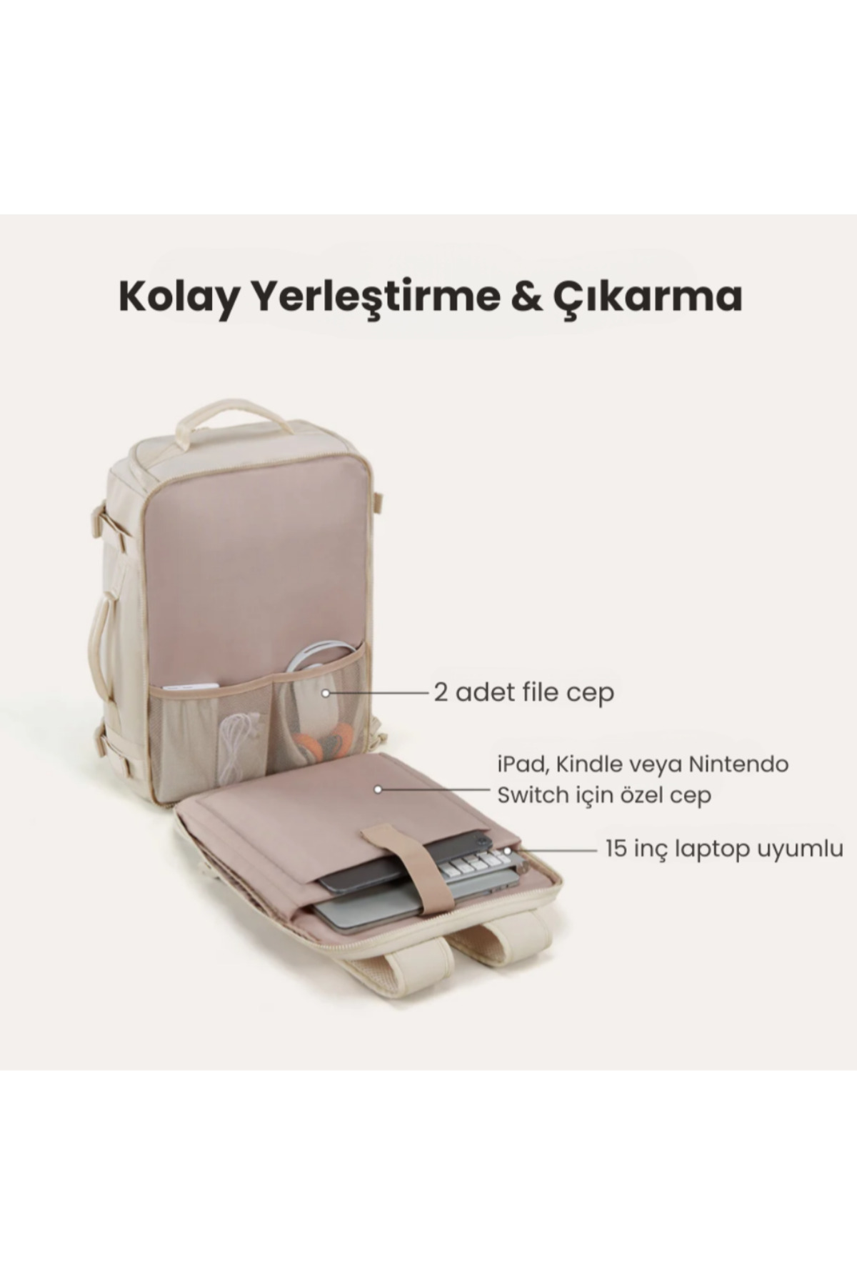 Markina Urban 26L Valiz Tipi Açılabilir Kabin Boy Laptop ve Seyahat Sırt Çantası görsel 5