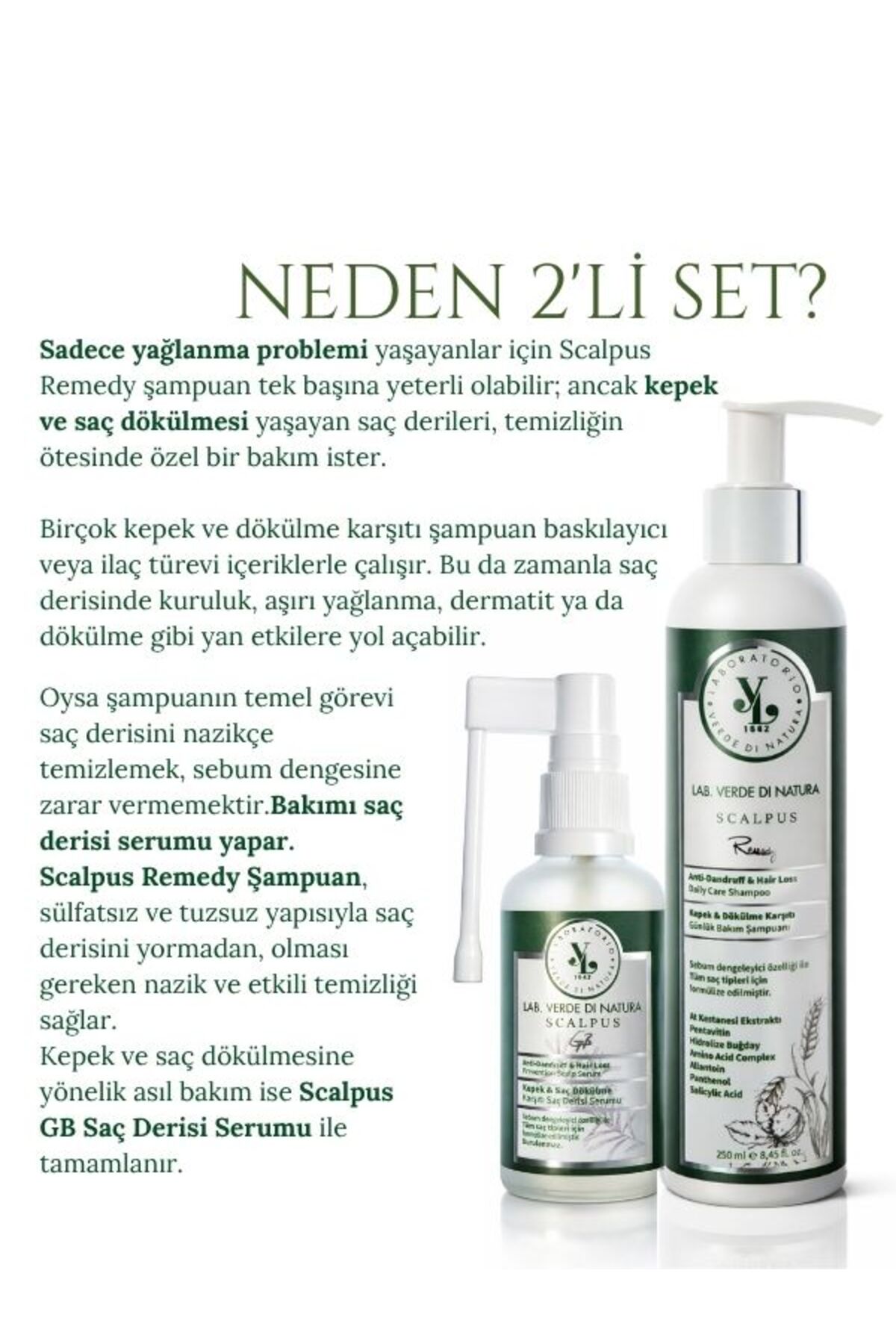 Lab Verde Kepek Önleyici, Saç Dökülme Karşıtı ve Sebum Dengeleyici Şampuan Serum Seti — SSET1 — تصویر 9 از 9