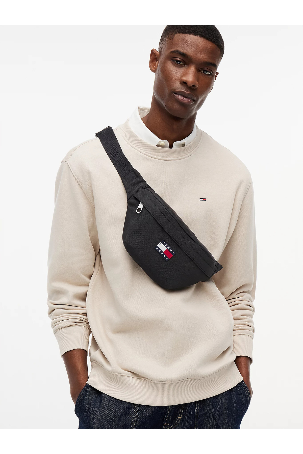 Tommy Hilfiger Erkek Marka Logolu Günlük Kullanıma Uygun Siyah Bel Çantası görsel 2