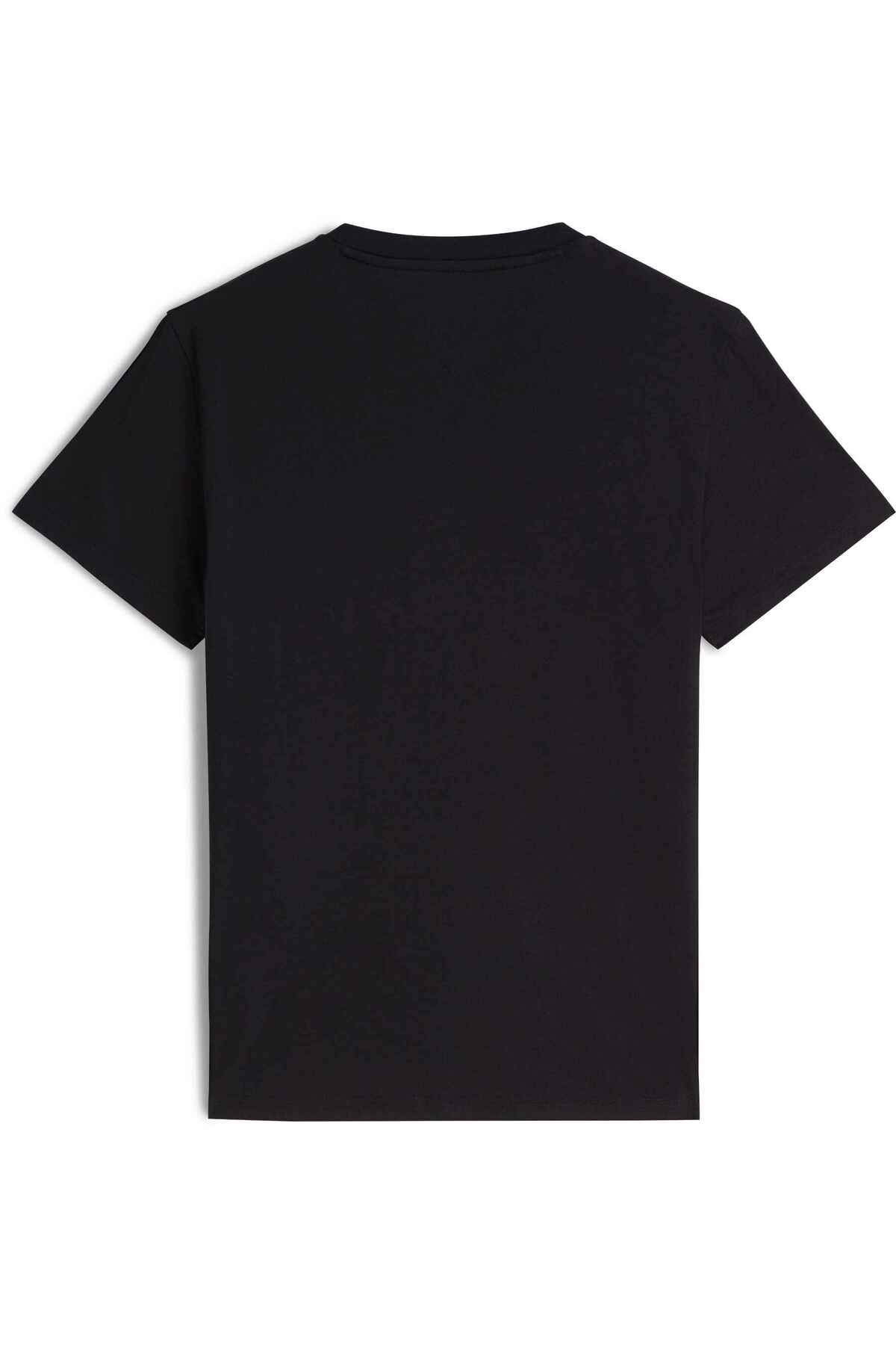 Tommy Hilfiger Erkek Marka Logolu Günlük Kullanıma Uygun Siyah T-Shirt görsel 4