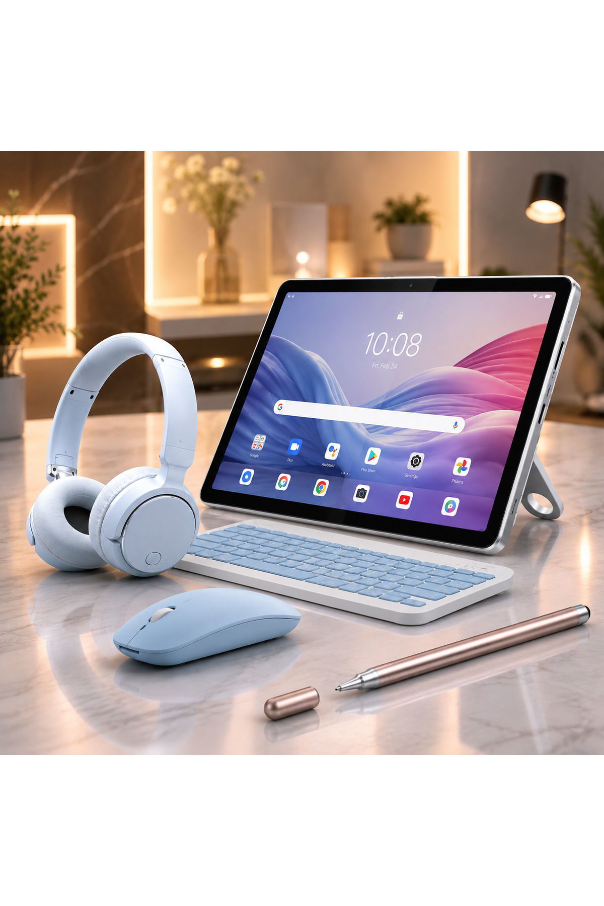 LENOVO Tab 4 GB/128 GB 10.1"İNCH TABLET+ŞEFFAF KILIF+MAVİ KLAVYE VE MOUSE+KALEM+SİYAH KULAKLIK+ÇANTA HEDİYELİ(MAVİ-SİYAH)