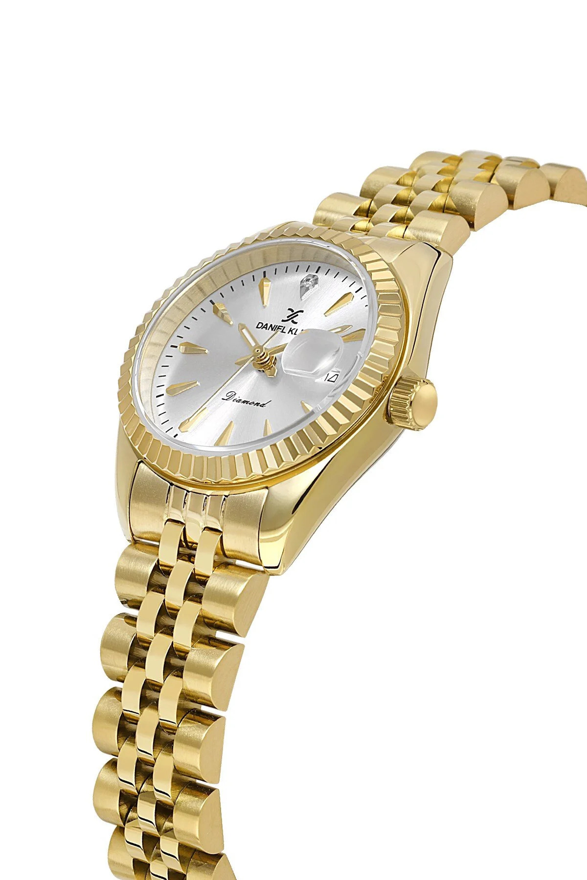 Daniel Klein Rolex Dizayn Pırlanta Taşlı Özel Diamond Serisi Küçük Kasalı (28 MM) Gold Renk Kadın Kol Saati görsel 5