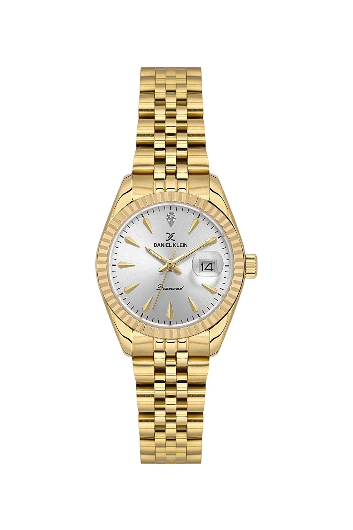 Daniel Klein Rolex Dizayn Pırlanta Taşlı Özel Diamond Serisi Küçük Kasalı (28 MM) Gold Renk Kadın Kol Saati görsel 2