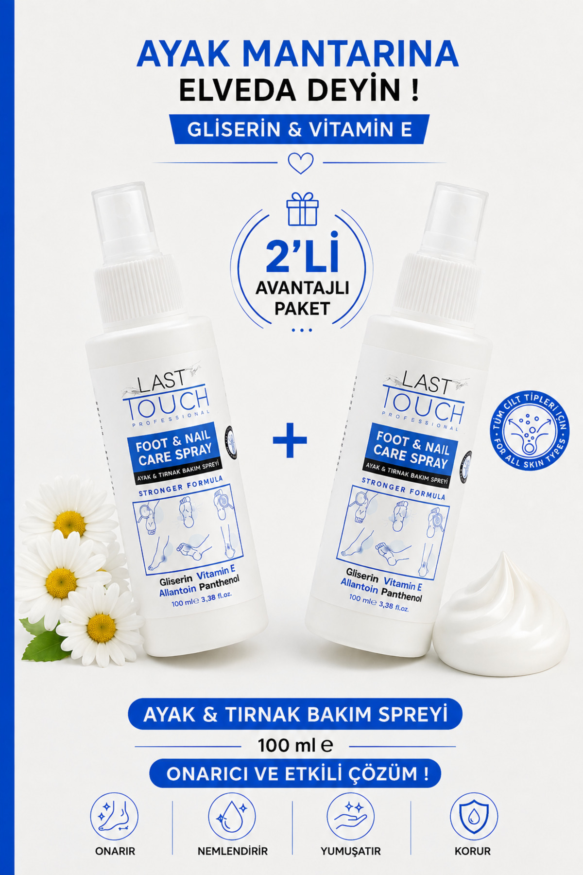LAST TOUCH Ayak Ve Tırnak Mantar Spreyi, Kaşıntı, Koku Giderici Ve Nemlendirici 100 Ml (2'li Paket) — ABS2589