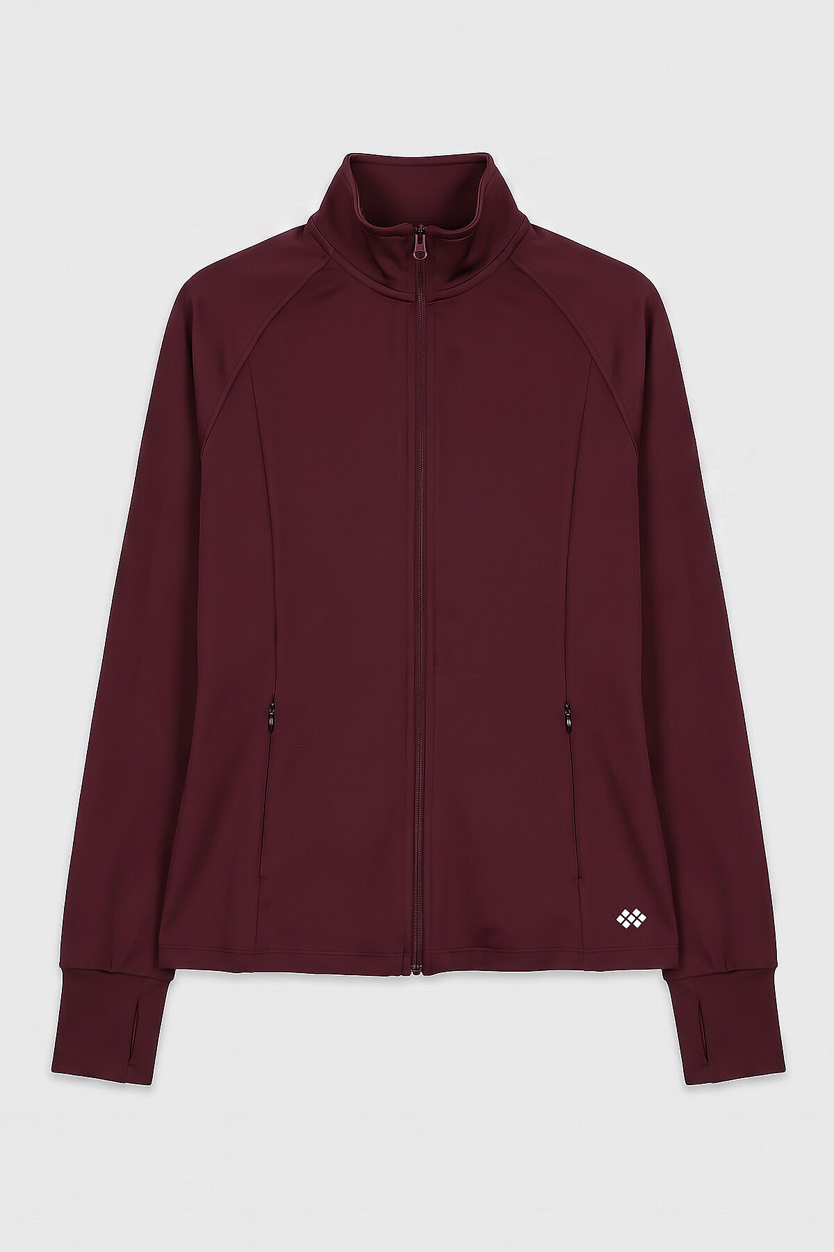 TOMMY LIFE Bordo Fermuarlı Dik Yaka Basic Rahat Form Kadın Koşu Ceketi - 97310 görsel 3