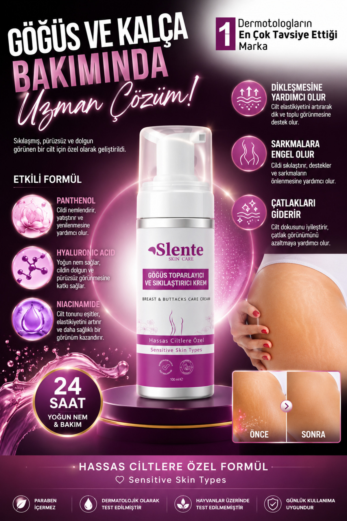 Göğüs Ve Kalça Şekillendirici, Dolgunlaştırıcı, Çatlak Giderici, Sıkılaştırıcı Krem 100ml — SLT1 — تصویر 3 از 3