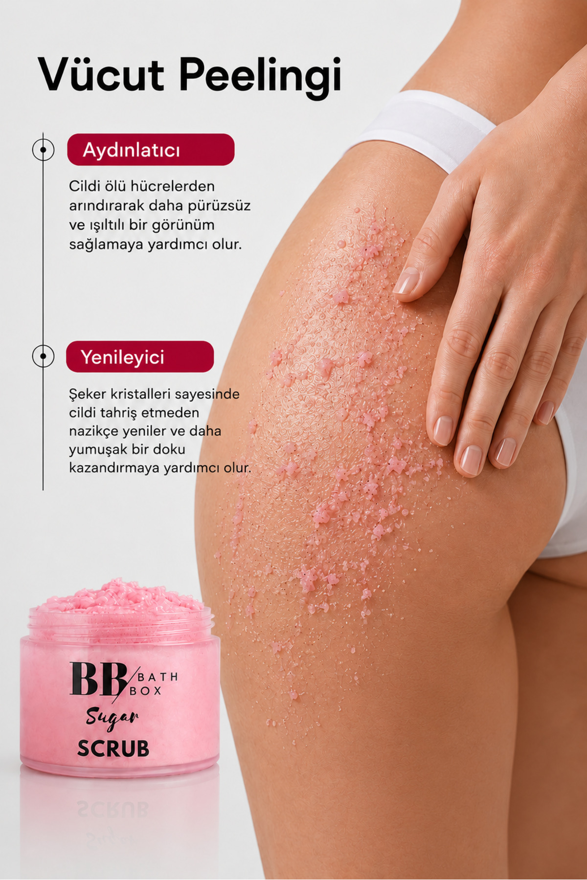 Pink Aura Köpüren Sugar Scrub, Organik Doğal Şeker Peelingi, Arındırıcı & Yenileyici Bakım 160 gr — SSPINKA — تصویر 4 از 9