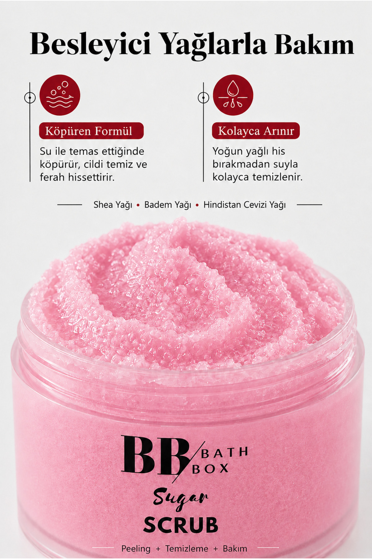 Pink Aura Köpüren Sugar Scrub, Organik Doğal Şeker Peelingi, Arındırıcı & Yenileyici Bakım 160 gr — SSPINKA — تصویر 5 از 9