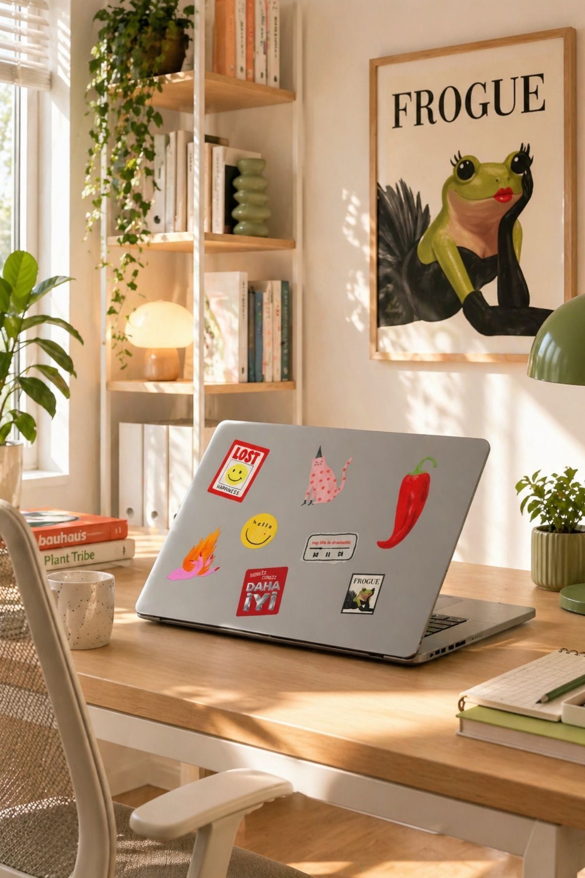 19’lu Sticker Set Kolaj Tarzı Renkli Estetik Laptop Telefon Sticker Seti