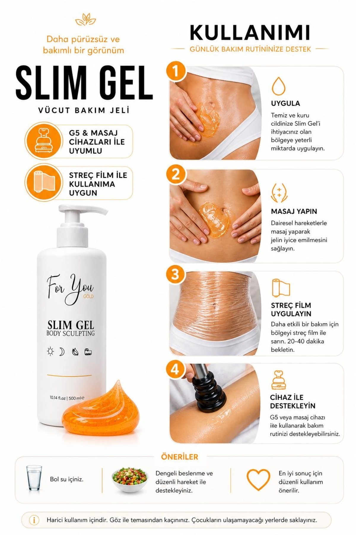 Slim Jel Profesyonel G5 Uyumlu - Inceltici - Sıkılaştırıcı - Toparlayıcı - Çatlak Ve Selülit Bakım 500 Ml - At Kılı Fırça ile Set — ASJ005 — تصویر 4 از 7