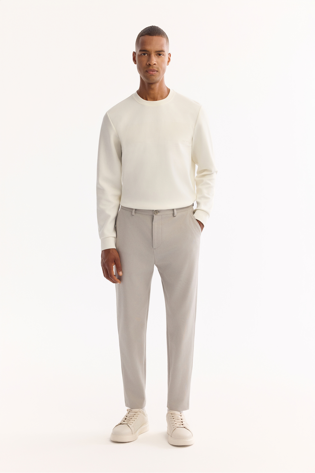 Erkek Açık Gri Klasik Bel Pamuklu Carrot Fit Pantolon A52Y3061 — خاکستری — تصویر 7 از 7