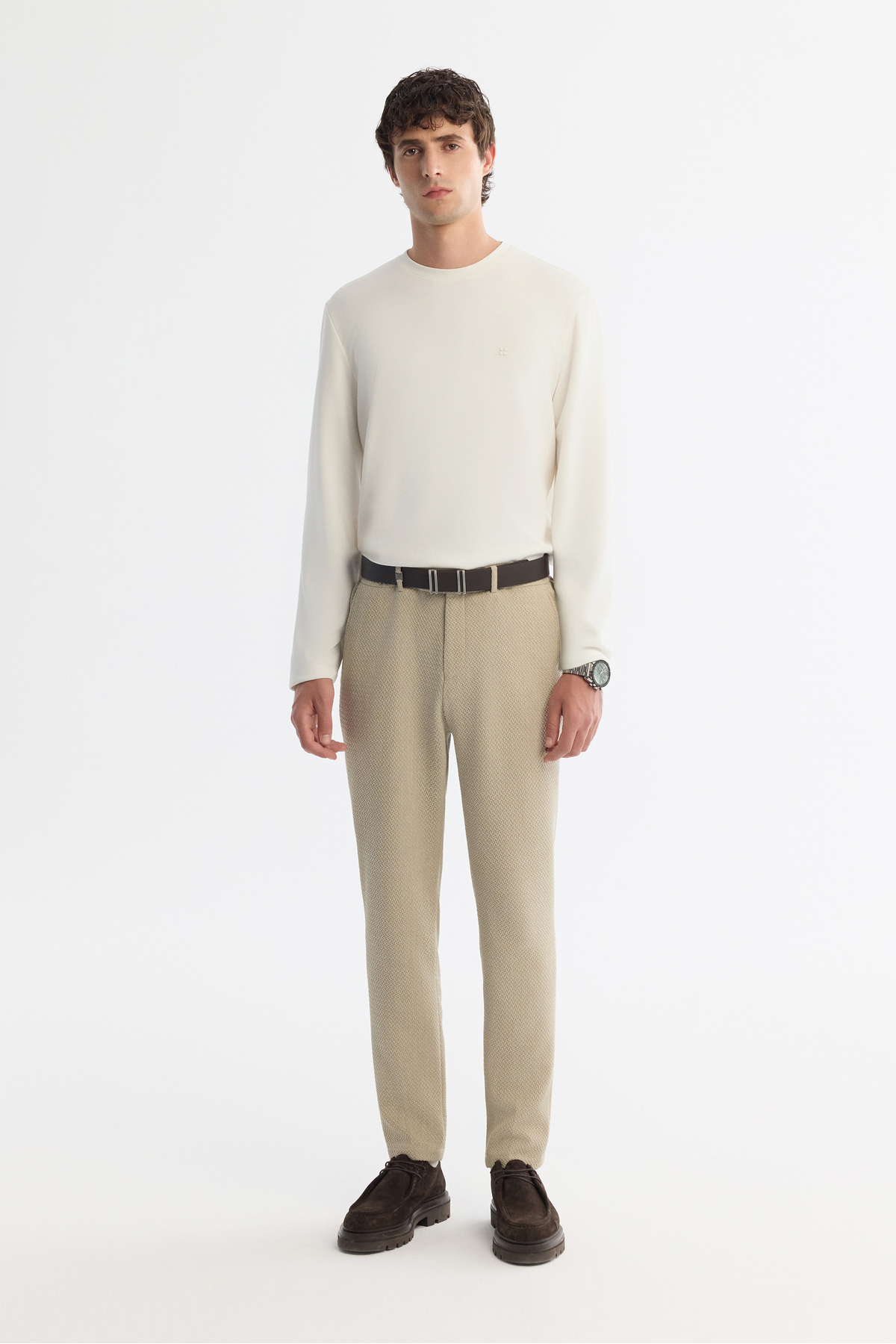 Avva Erkek Ekru Bisiklet Yaka Viskon Karışımlı Basic Regular Fit Sweatshirt A42Y1350 görsel 5