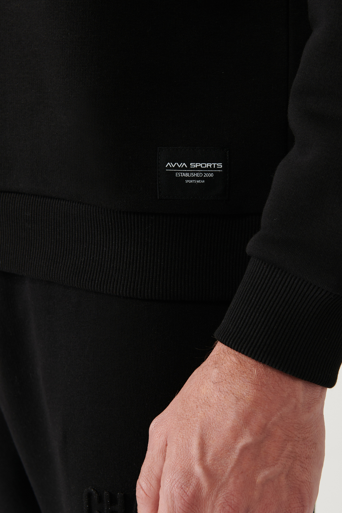 Avva Erkek Siyah Şardonlu Kumaş Kapüşonlu Yaka Gofre Baskılı Oversize Sweatshirt A32Y1190 görsel 5