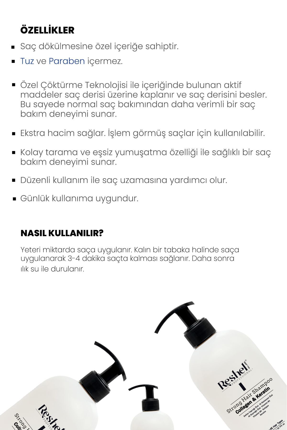 Saç Dökülmesi Bakım Şampuanı At Kuyruğu Özlü Tuzsuz Kolajen Ve Keratin Katkılı 500 ml — R-2022 — تصویر 3 از 7