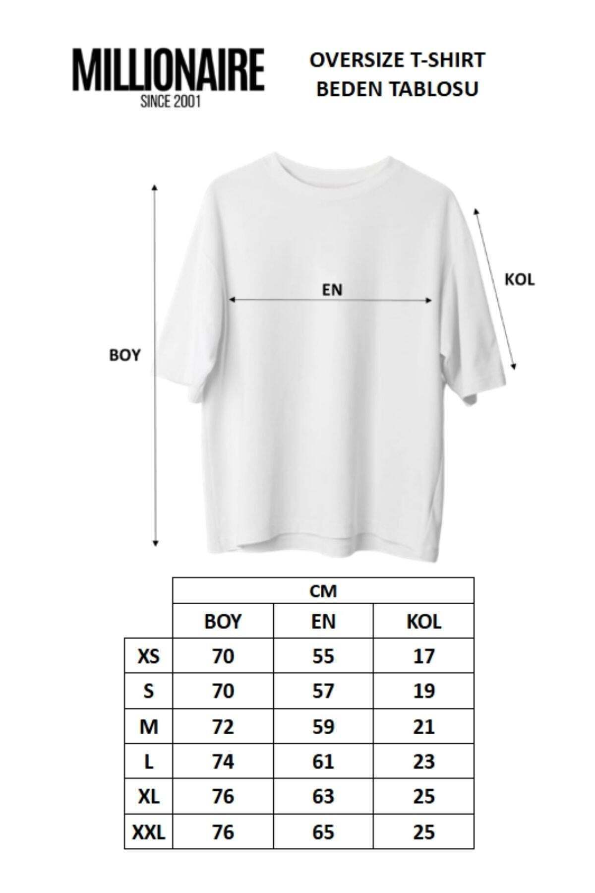 Millionaire Erkek Siyah Black Jack Oversize Fit Bol Geniş Kalıp Salaş Kesim T-shirt görsel 6
