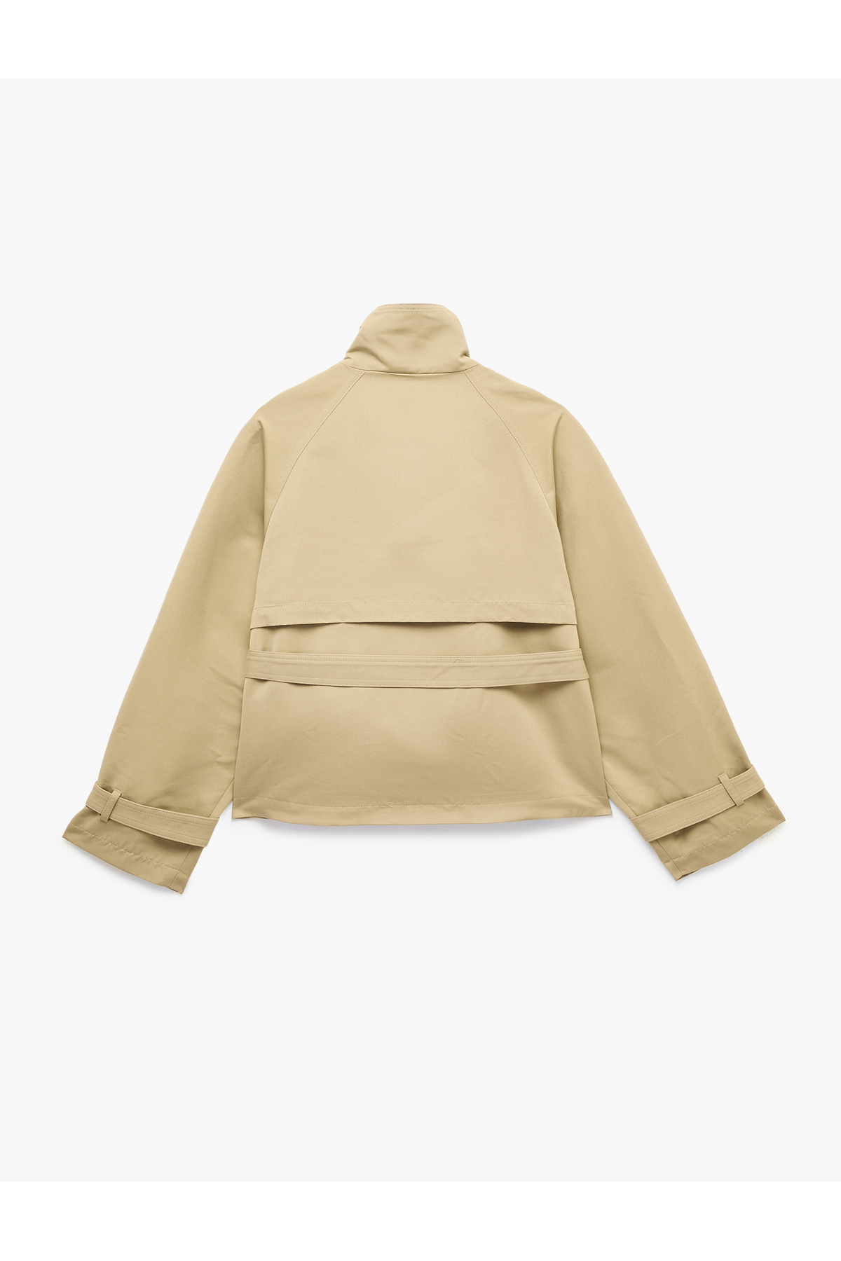 Koton Gabardin Kemerli Cepli Dik Yaka Reglan Kollu Kruvaze Trençkot görsel 6