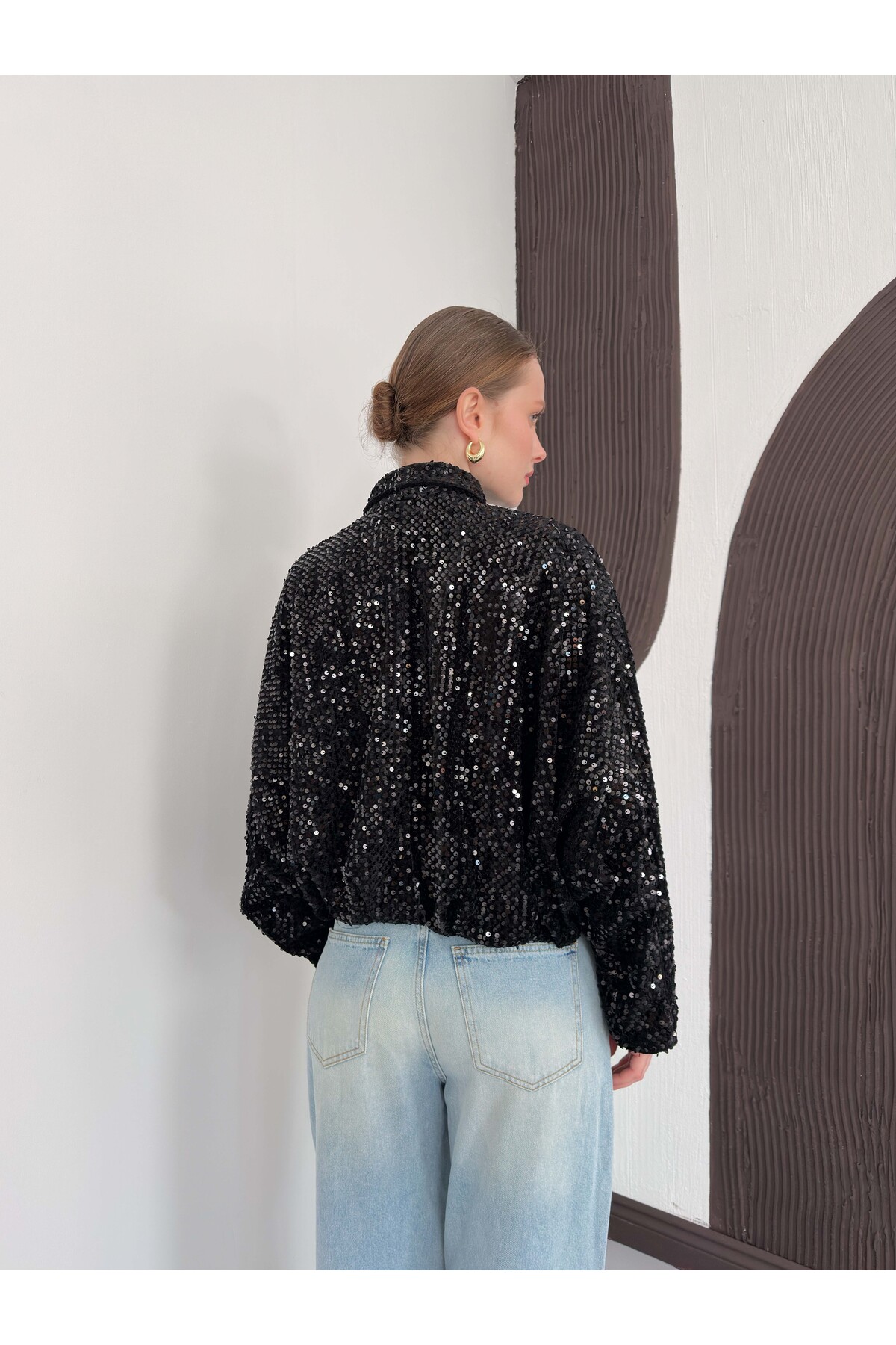 VERYMODA Payetli Oversize Kadın Ceket, Fermuarlı Işıltılı Şık Üst | F2026 görsel 6