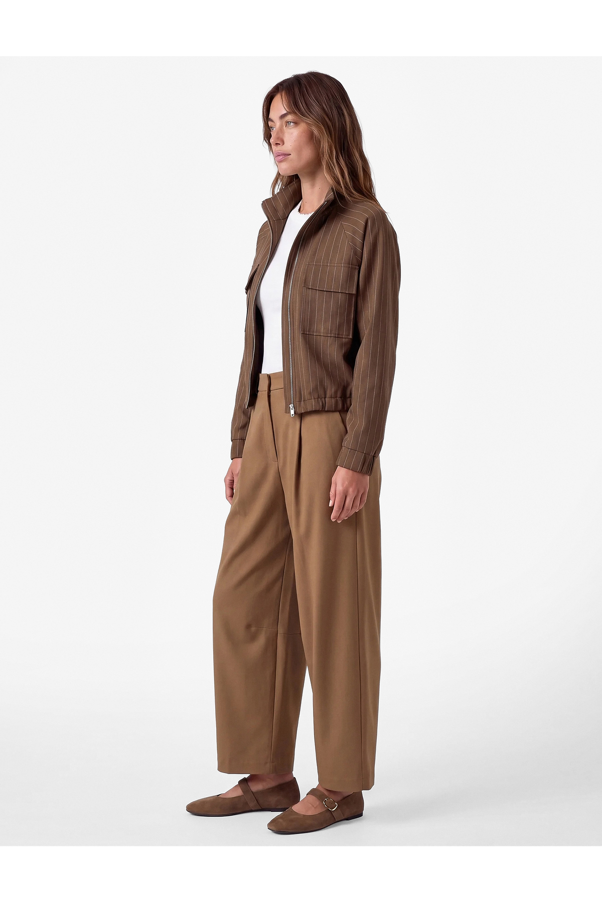 Koton Regular Fit Pile Detaylı Cepli Barrel Kesim Pantolon görsel 3