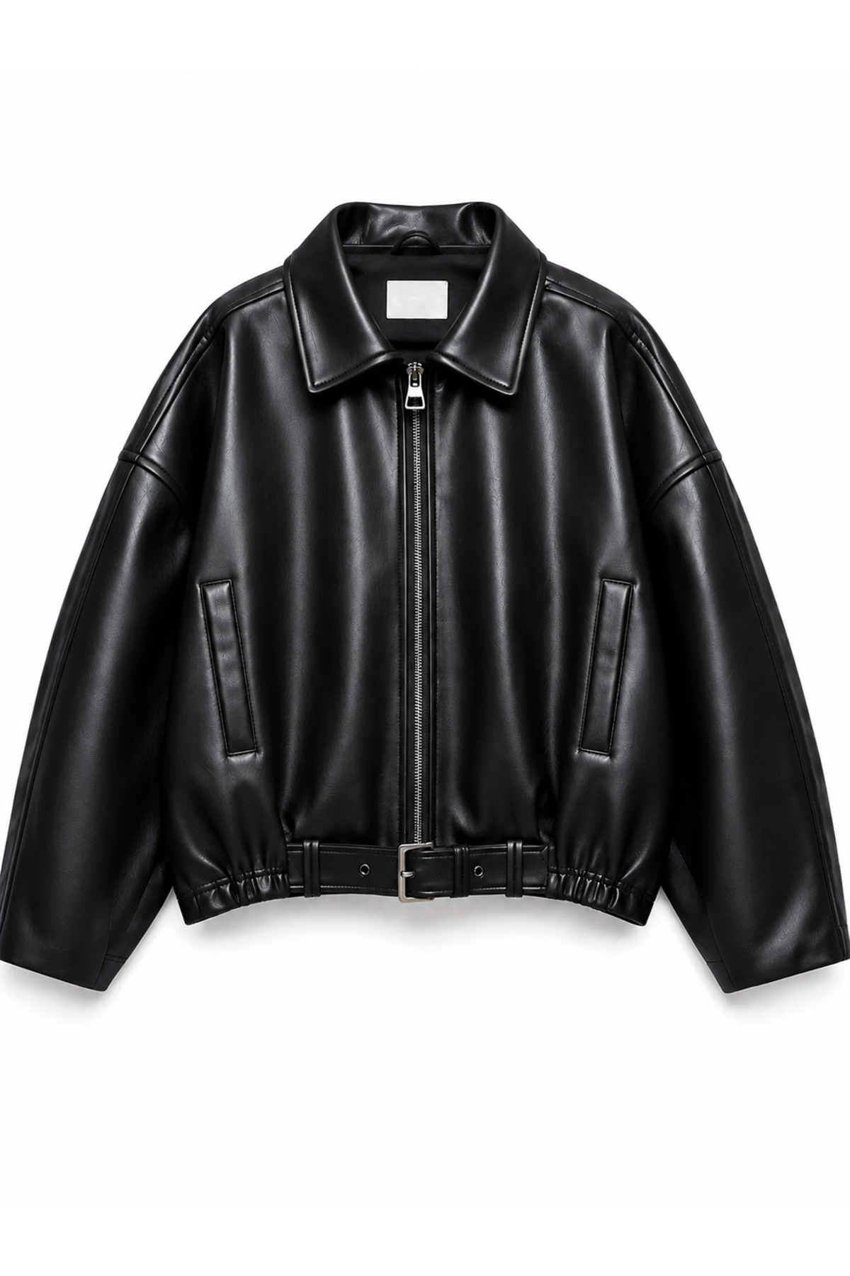çerme Yeni Sezon P&B Suni Oversize Bomber Deri Ceket