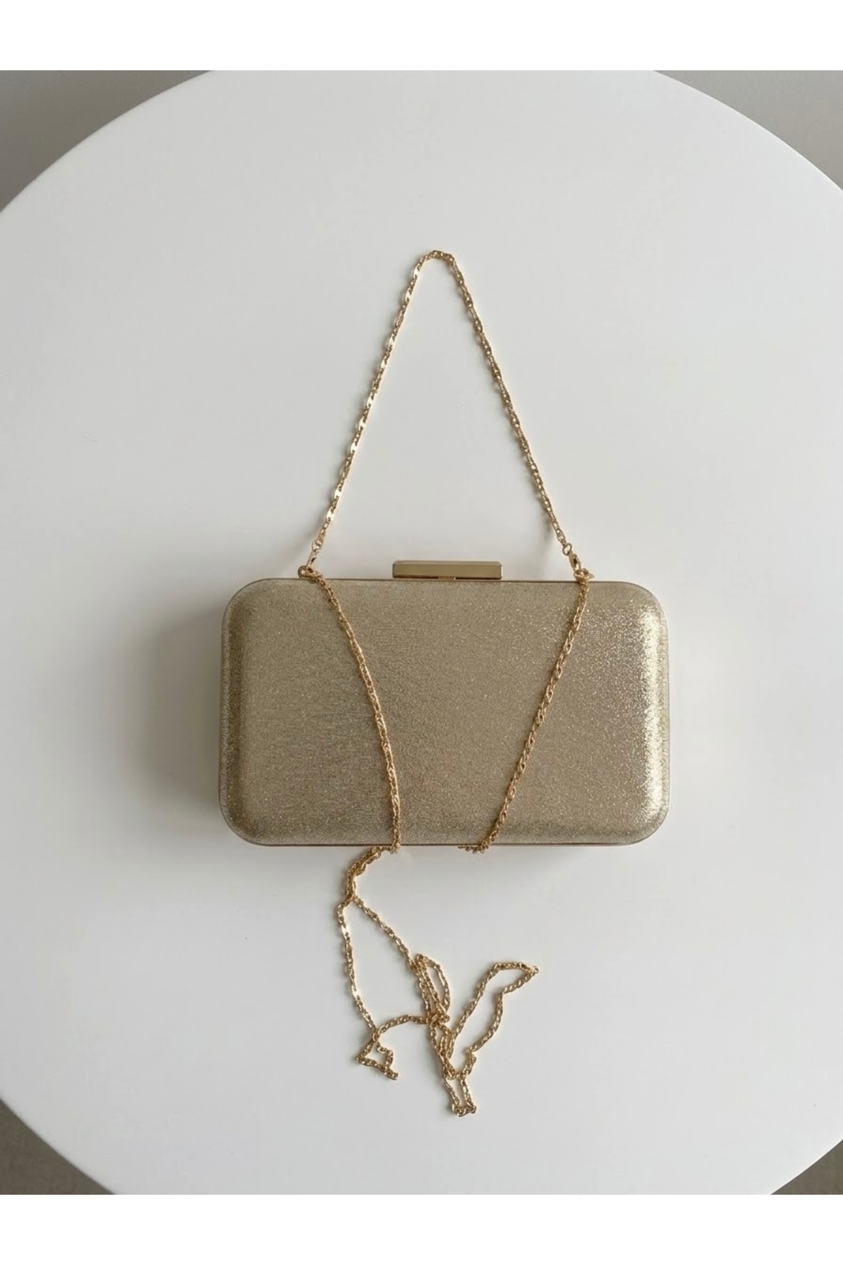 selma demir Sıvama Model Gold Zincir Askılı Clutch Kadın Çanta görsel 2