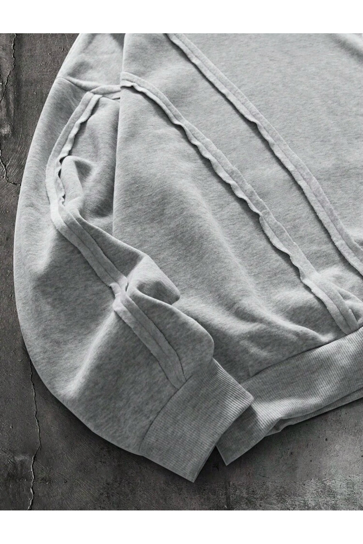 North London Erkek Günlük Patchwork Kapüşonlu Fermuarlı Biyeli Sweatshirt görsel 2