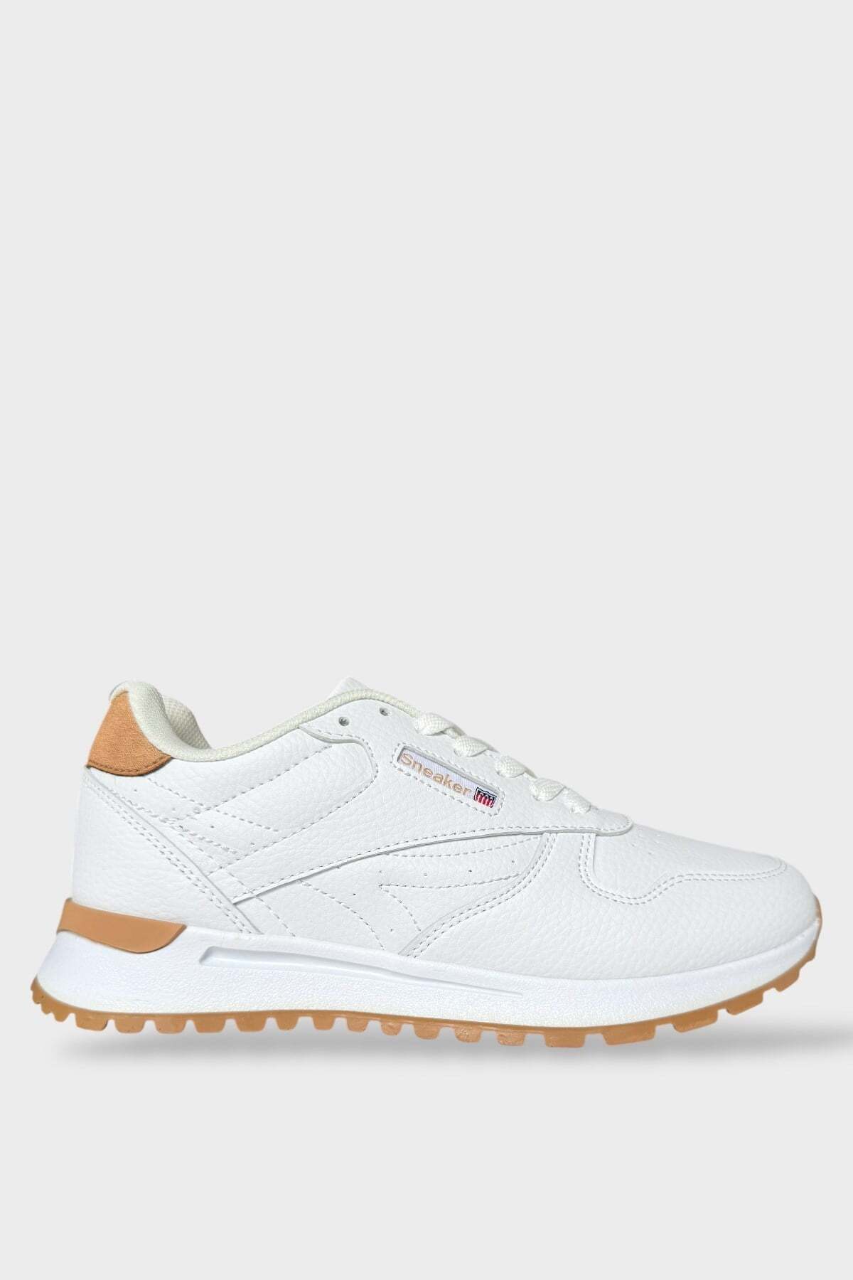 Ortopedik Cilt Sneaker Unisex Spor Ayakkabı BEYAZ - TABA — سفید 10031
