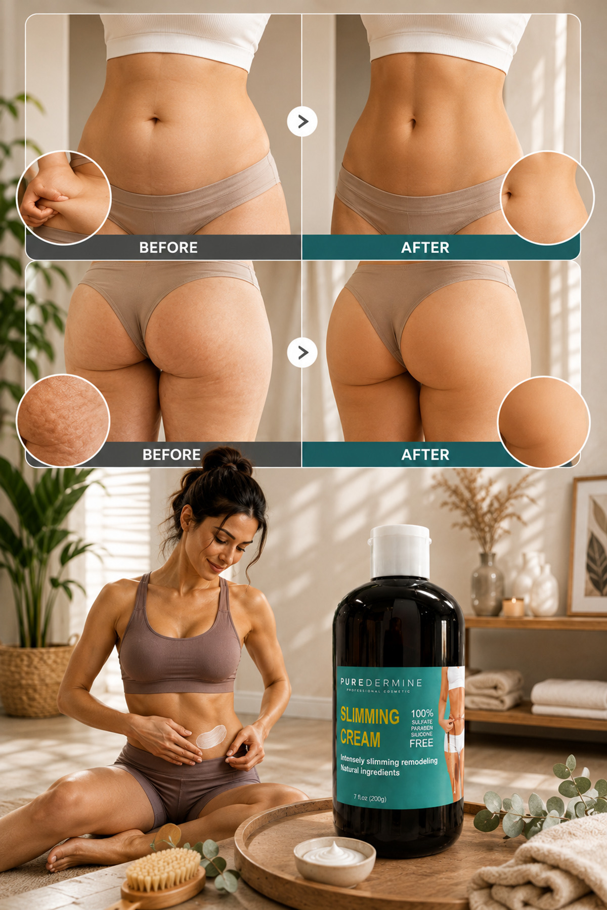 Bel, Karın, Basen, Kalça ve Bacak Bölgelerine Özel Bakım: Daha Sıkı ve Şekillenmiş Bir Vücut Görünümü İçin Slimming Cream — gmcc4 — تصویر 3 از 8
