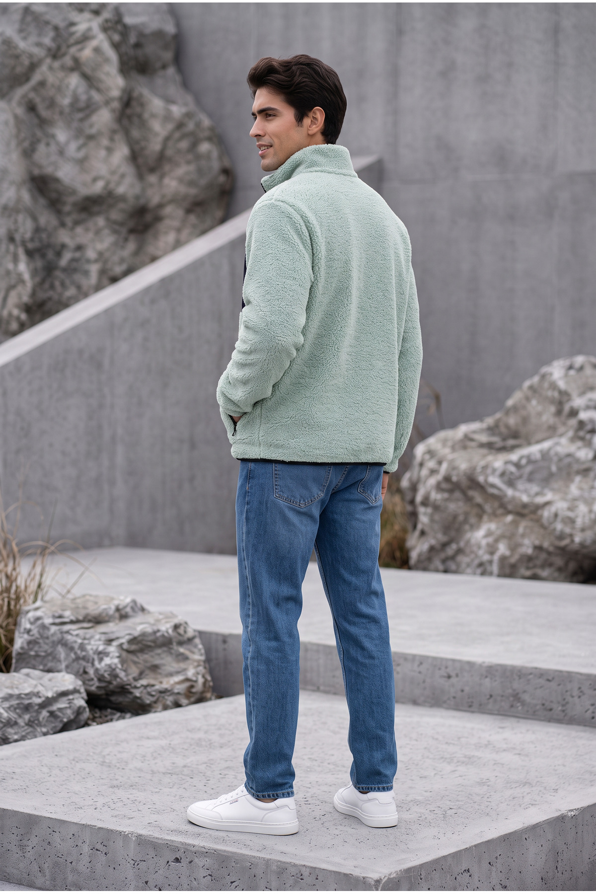 ژاکت پشمی گرم آکوا گرین KUZU WELSOFT POLAR FULL-ZIP — رنگارنگ E0600 — تصویر 6 از 7
