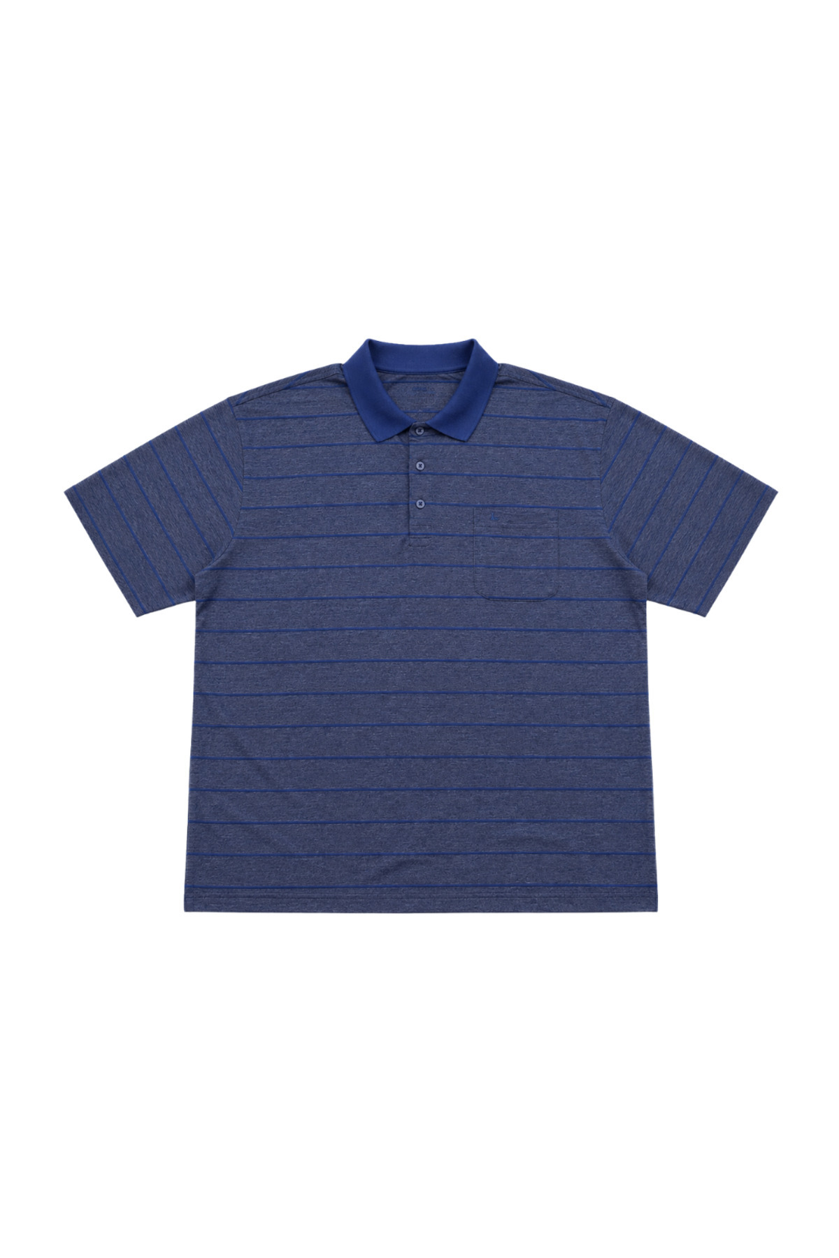 BattalModa Erkek Büyük Beden İndigo Polo Yaka Çizgili Cepli Kısa Kollu Tişört 3XL-4XL-5XL-6XL görsel 4
