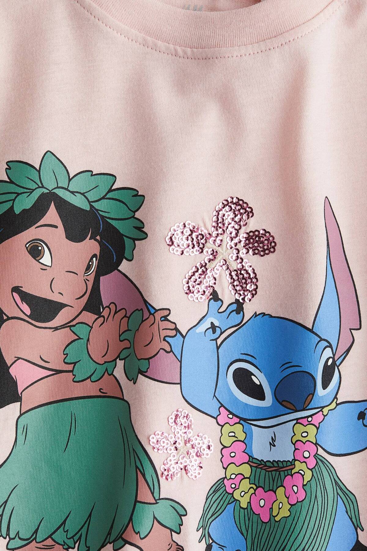 kız çocuk baskılı pullu t-shirt pembe 2-10 yaş