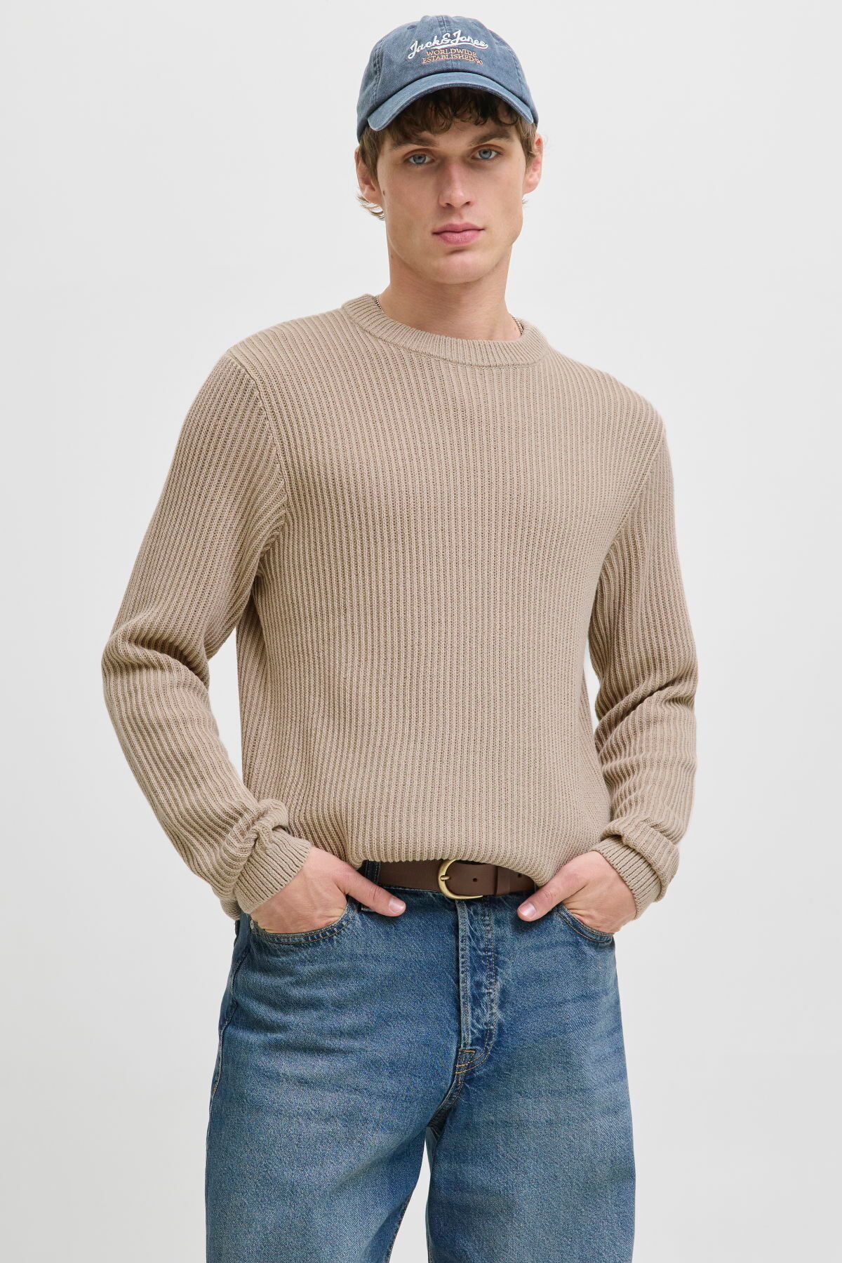 ژاکت بافتنی یقه گرد مردانه معمولی فیت - دوور جک اند جونز پلیور Jack & Jones