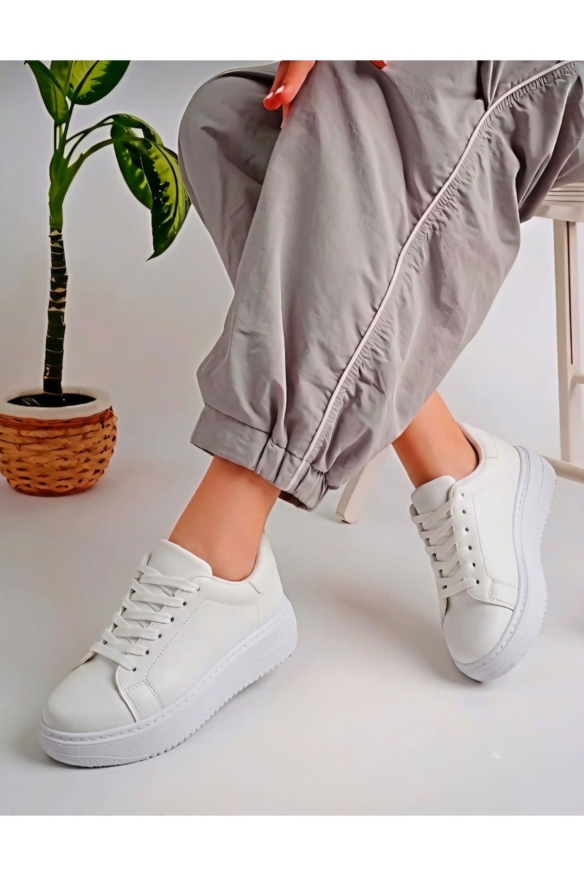 LUCKY COLLECTİON yeni sezon rahat tam kalıp unisex bagcıklı spor ayakkabı — سفید lc4698