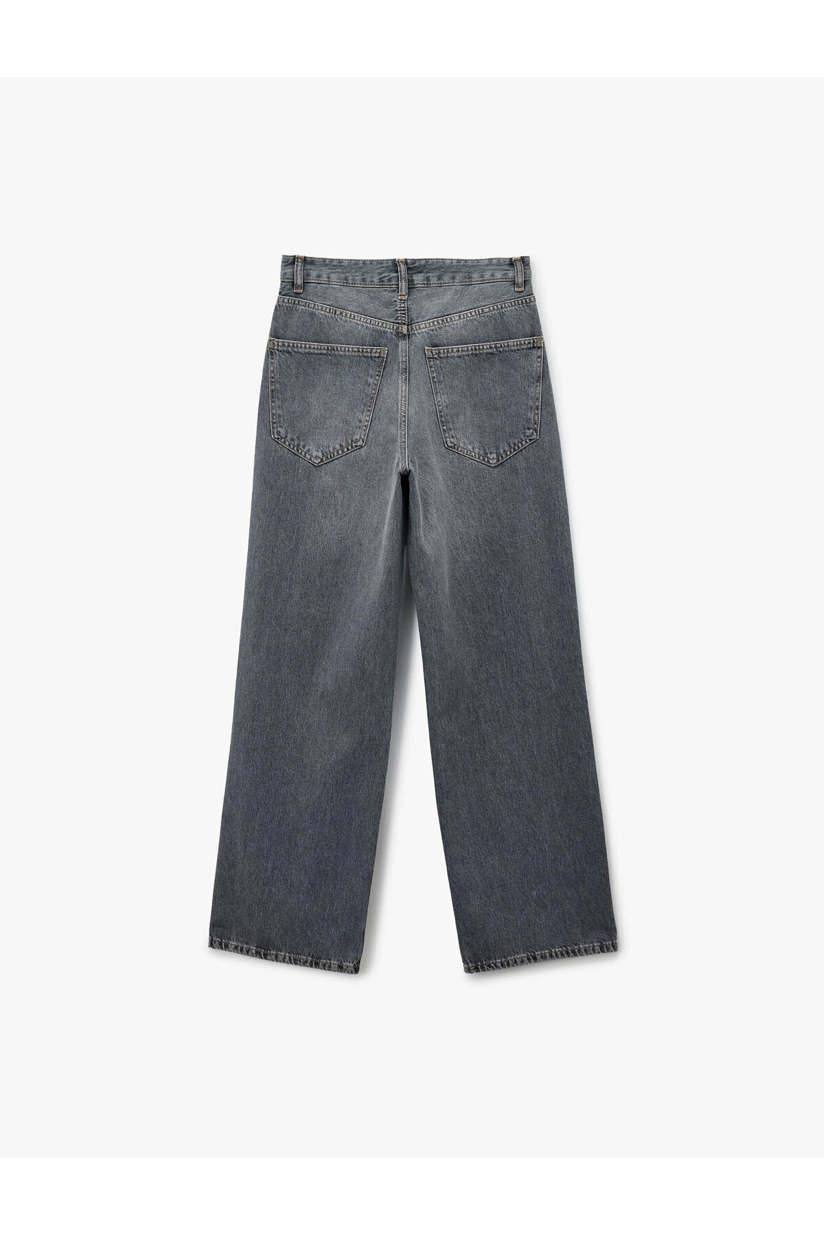 Koton Rahat Kalıp Yıkamalı Uzun Düz Paça Pamuklu Jean Pantolon - Baggy Jeans görsel 5