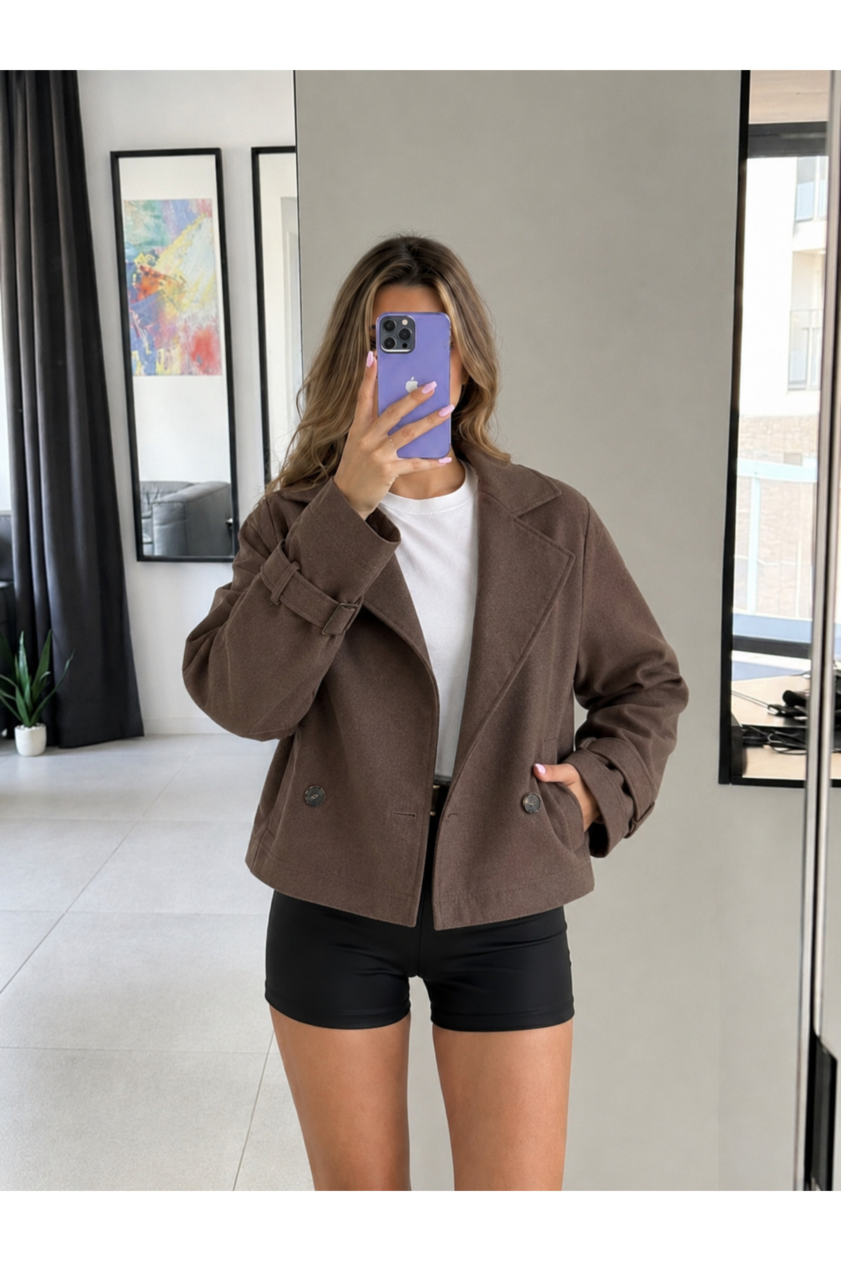 Ekim Store Dik Yaka Düğmeli Kaşe Ceket görsel 2
