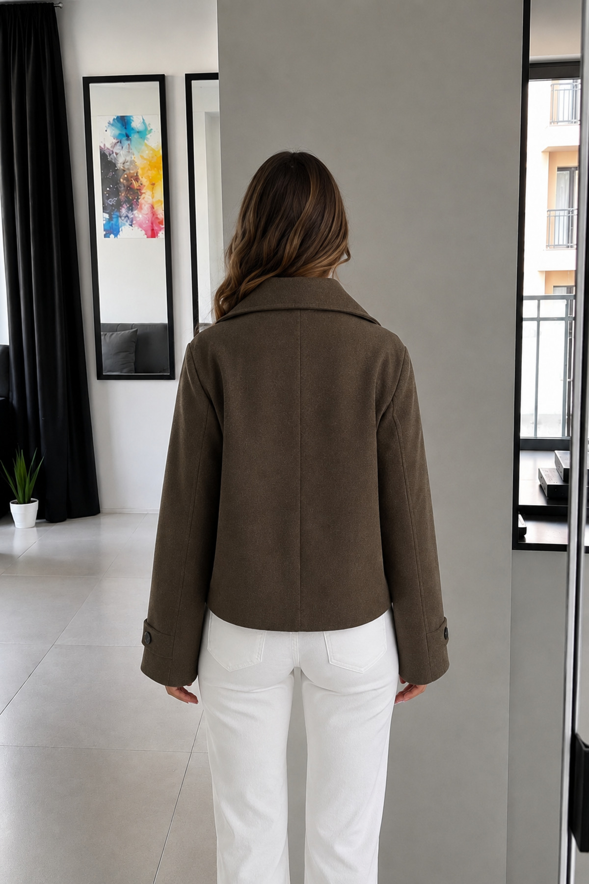 Ekim Store Dik Yaka Düğmeli Kaşe Ceket görsel 2