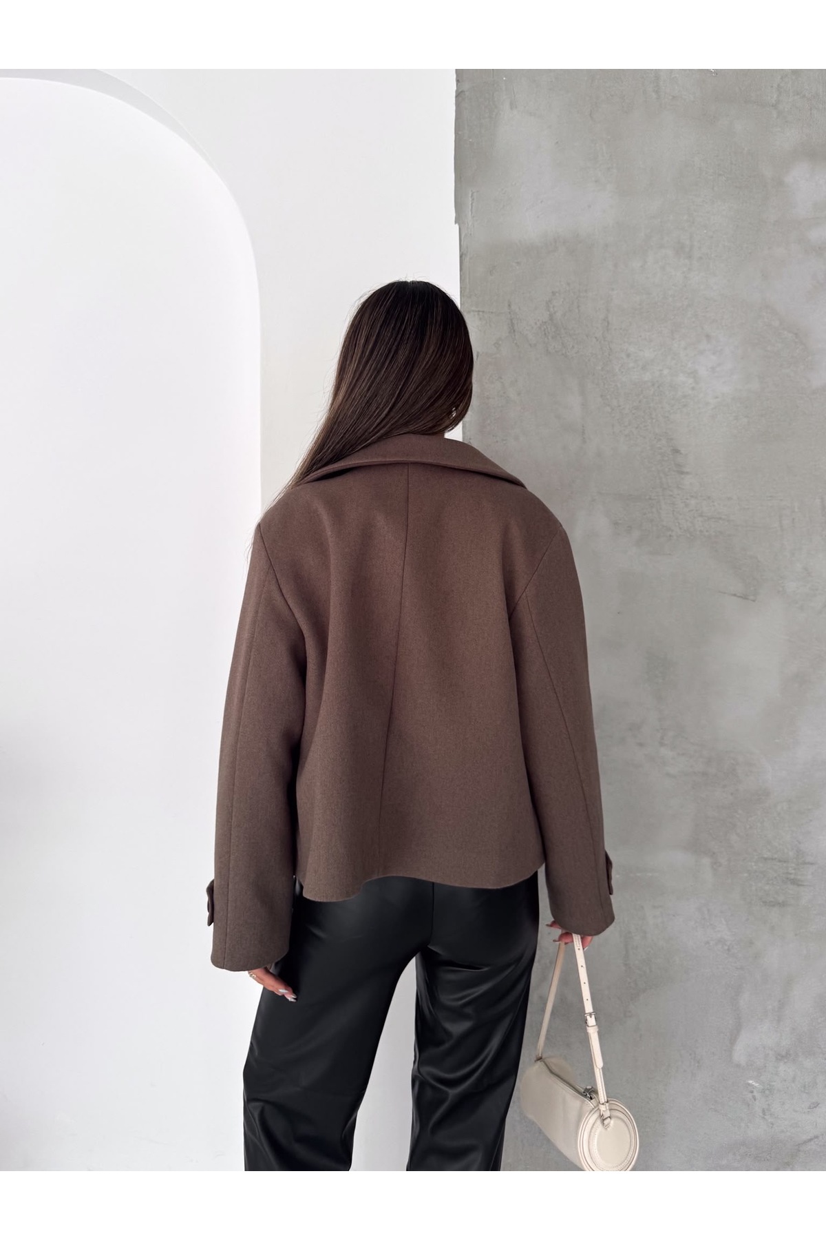 Ekim Store Dik Yakalı Düğmeli Kaşe Ceket görsel 8