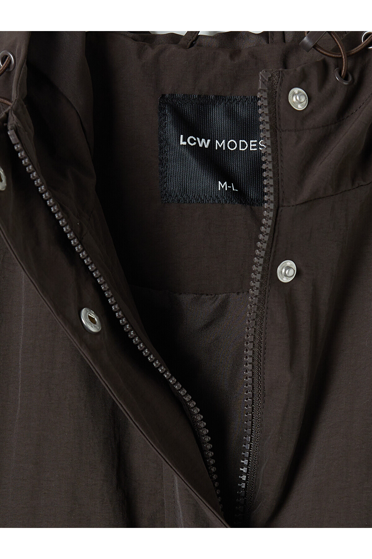 LC Waikiki LCW Modest Kahverengi Kapüşonlu Oversize Kadın Yağmurluk görsel 6