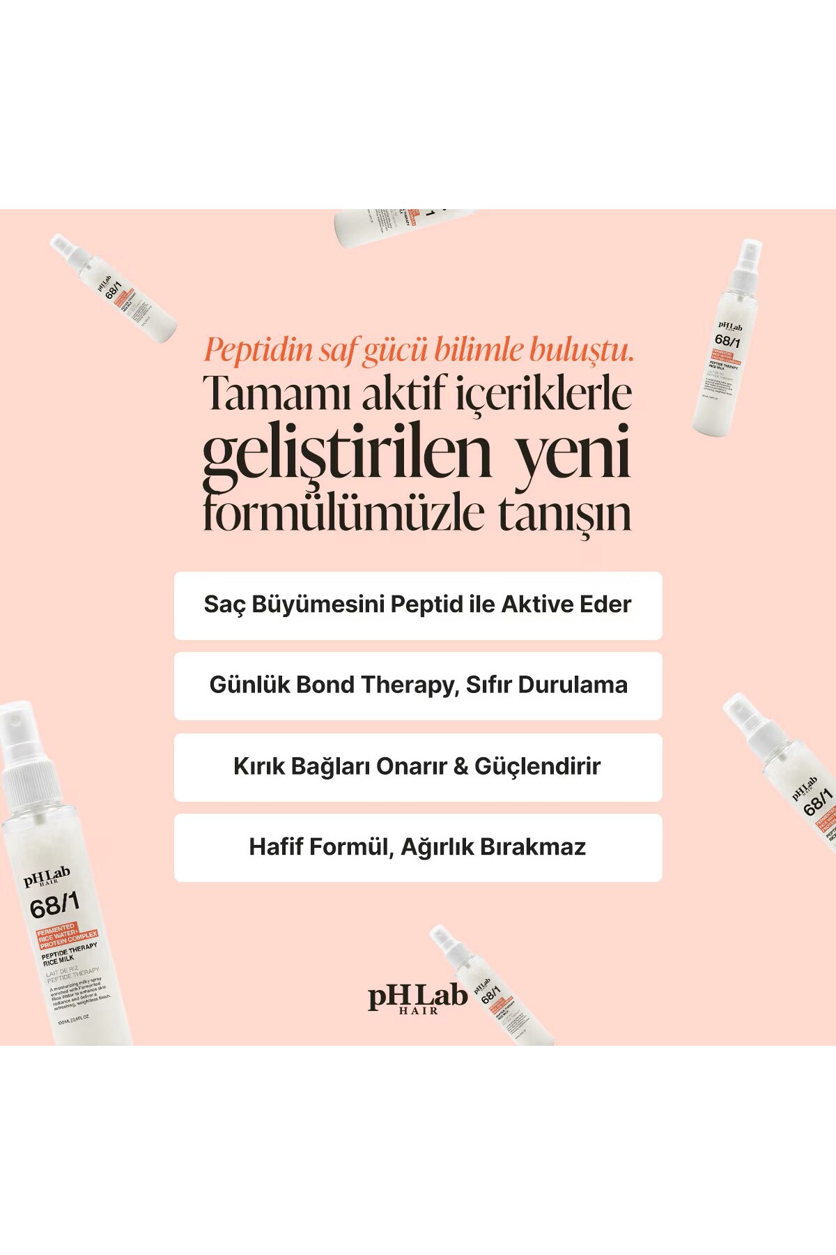 شیر مو حاوی آب برنج تخمیر شده و پروتئین PHLab، ۱۰۰ میلی لیتر - ترمیم کننده و تقویت کننده قوی — MS12313323665 — تصویر 2 از 4