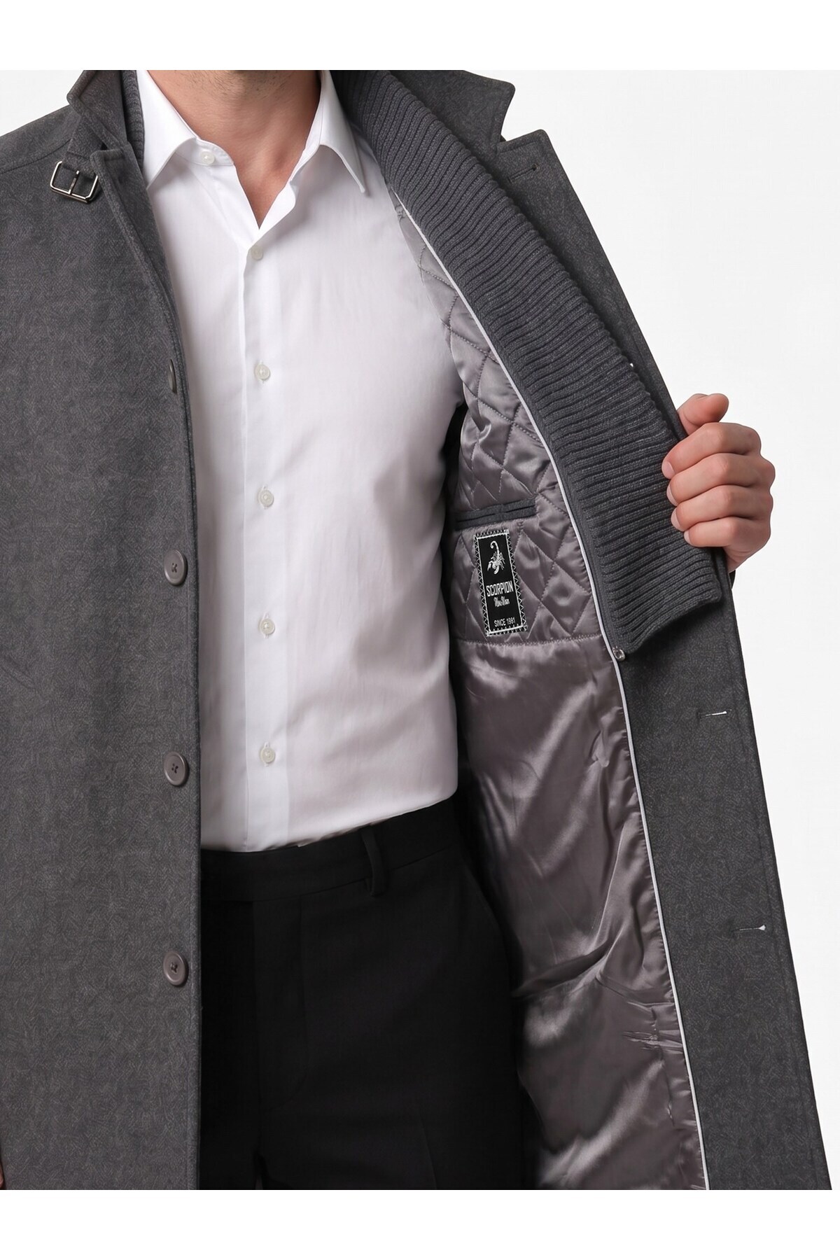 Plus Scorpion Erkek Slim Fit Kaşe Kaban, Çıkarılabilir Ribanalı Fermuarlı Yaka, S–XXL görsel 3