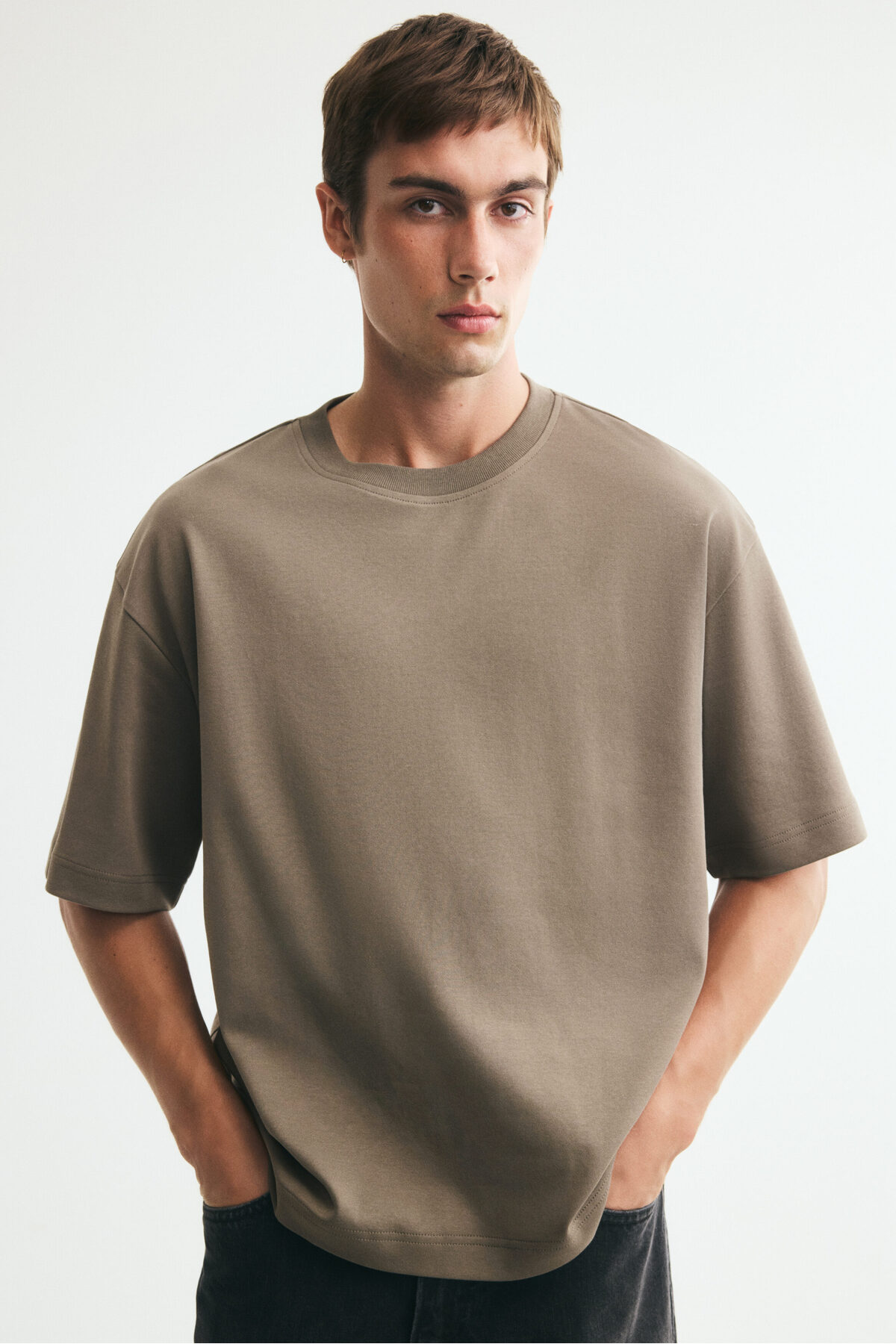 تی شرت اینترلاک مدل Relaxed Fit اچ اند ام تی شرت H&M
