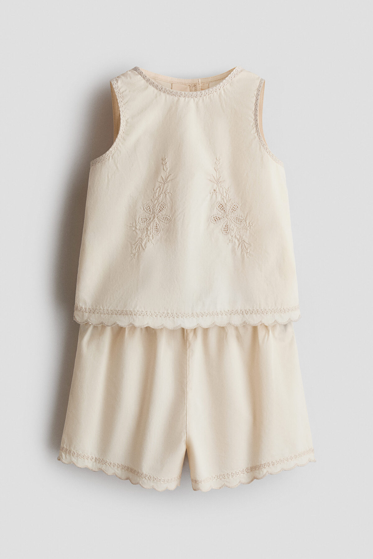 ست دو تکه نخی با جزئیات گلدوزی شده اچ اند ام ست نوزادی H&M